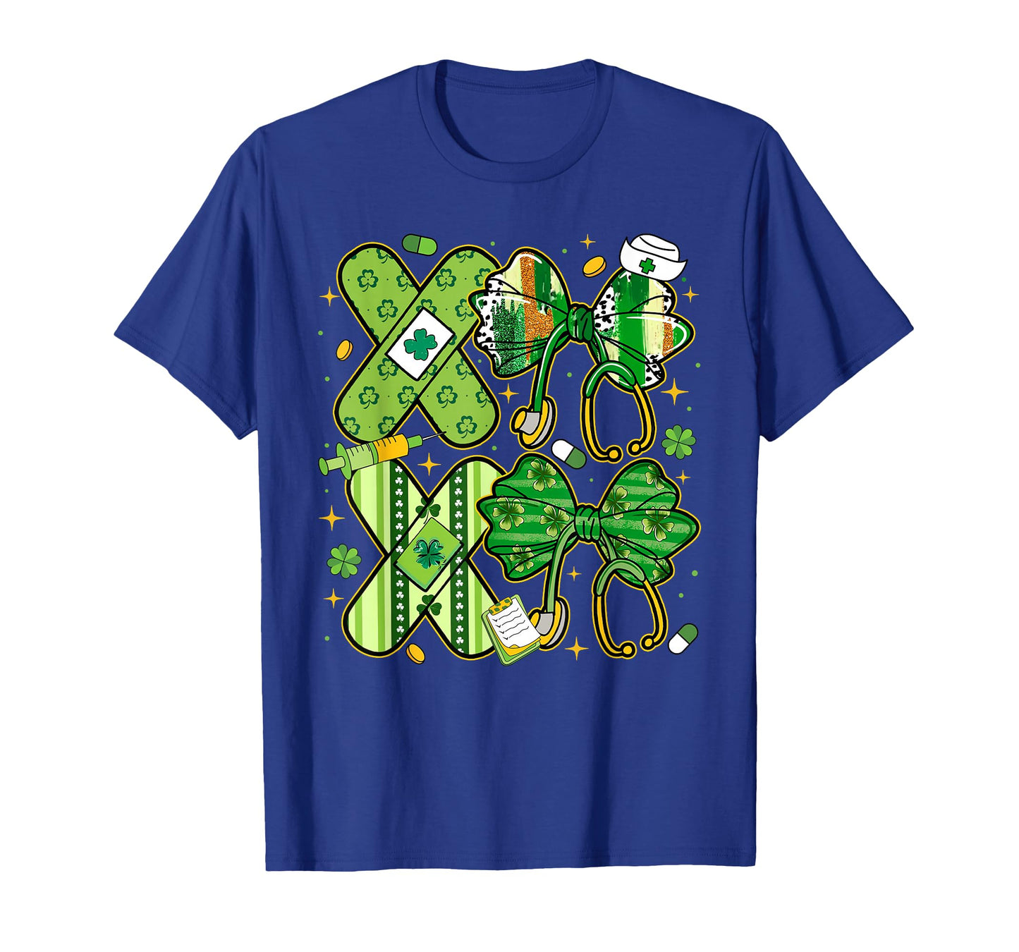 St Patricks Day Stethoscope Coquette Bow Nurse Girl Women T-Shirt