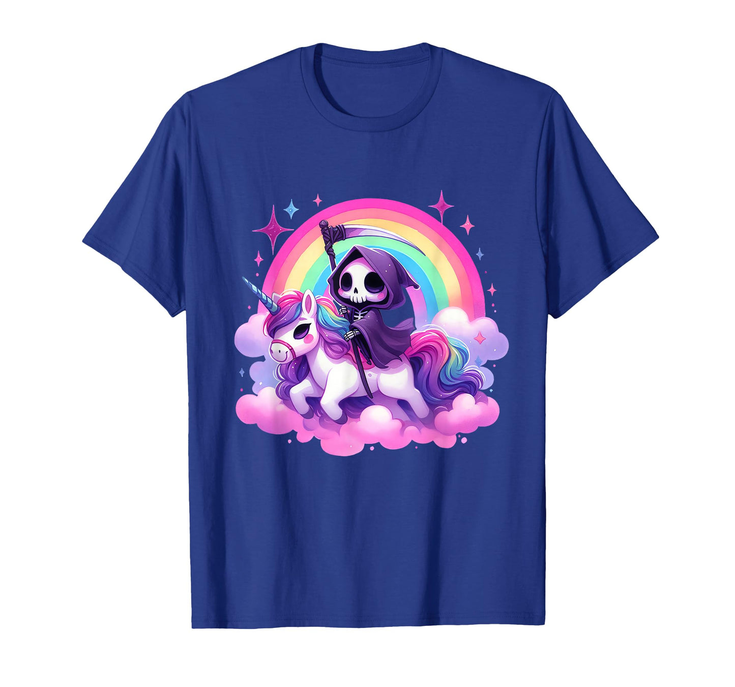 Halloween Unicorn Costume Grim Reaper Riding Unicorn T-Shirt