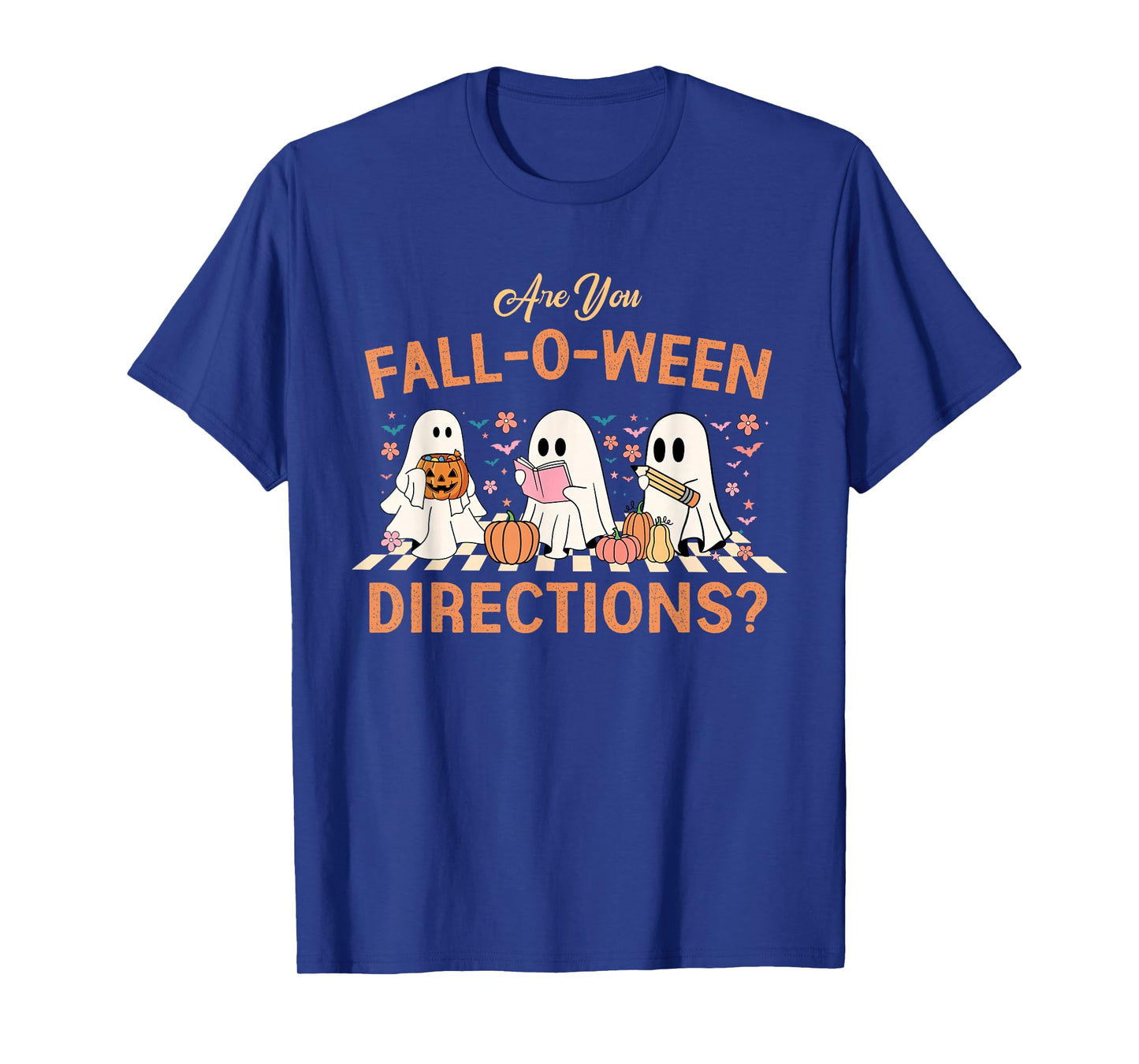 Retro are You Fall O Ween Directions Teacher Halloween Ghost T-Shirt