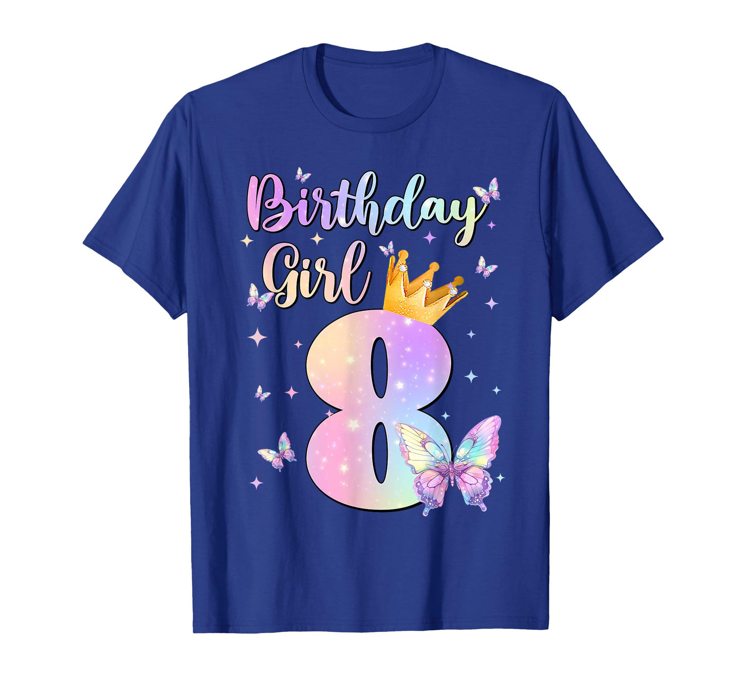 Birthday Girl 8 Year Old Butterfly Theme Party 8th Bday Kids T-Shirt
