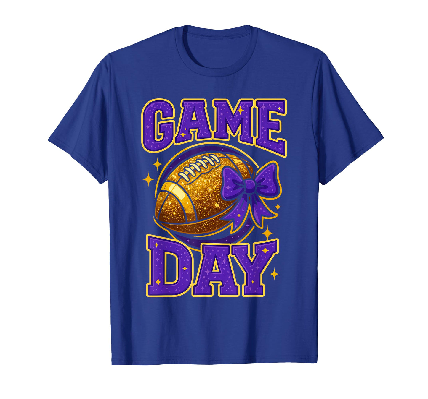 Purple and Gold Game Day Outfits, Football Mom Coquette Bow T-Shirt
