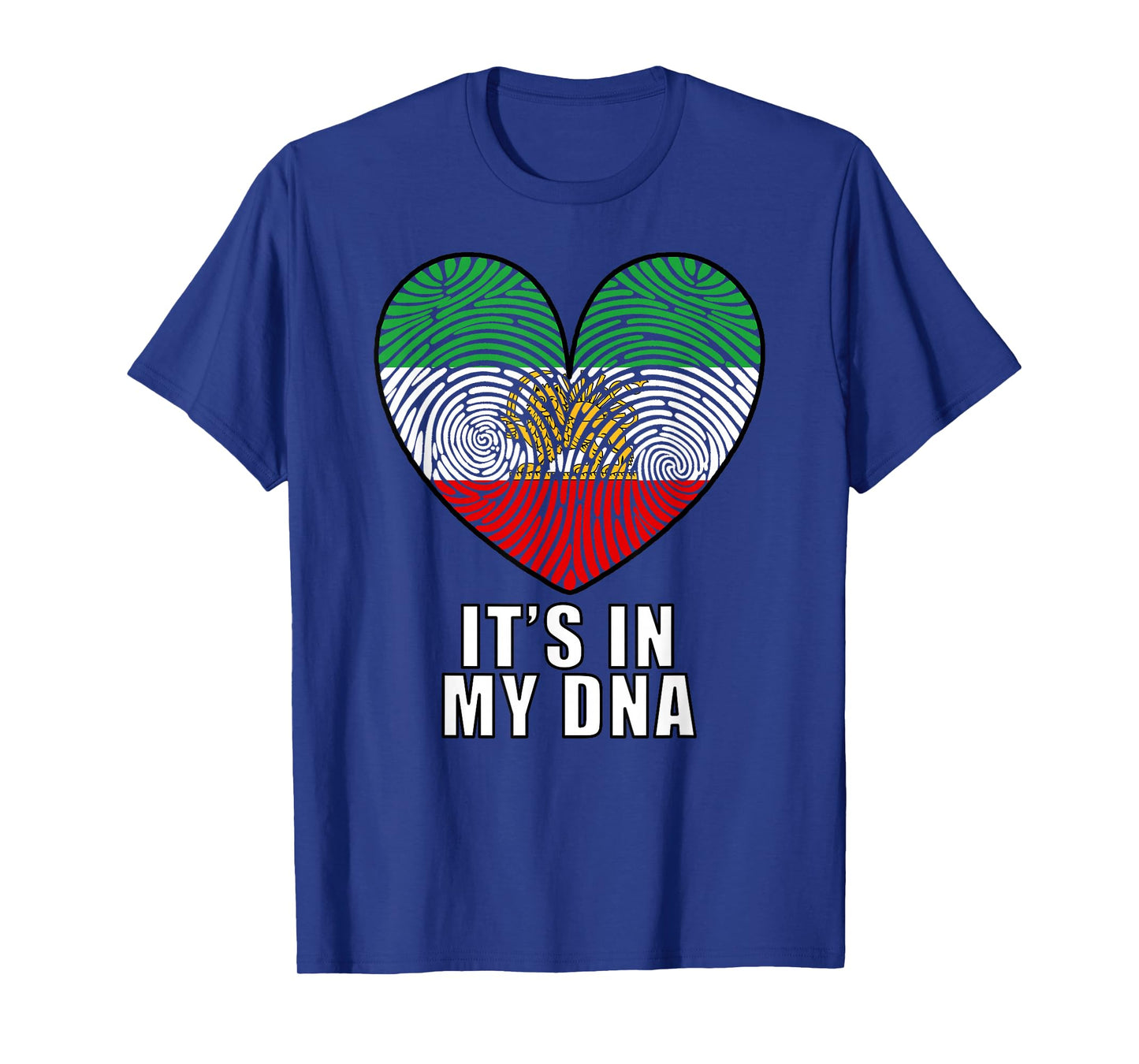 Iran Map with Lion and Sun Emblem Heart Shape Fingerprint T-Shirt