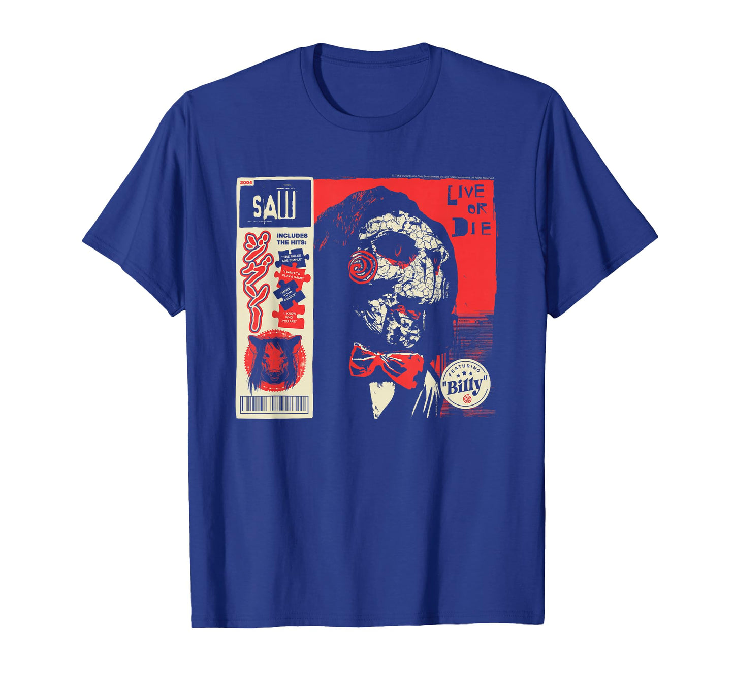 Saw Live or Die Kanji Collage Horror Movie T-Shirt
