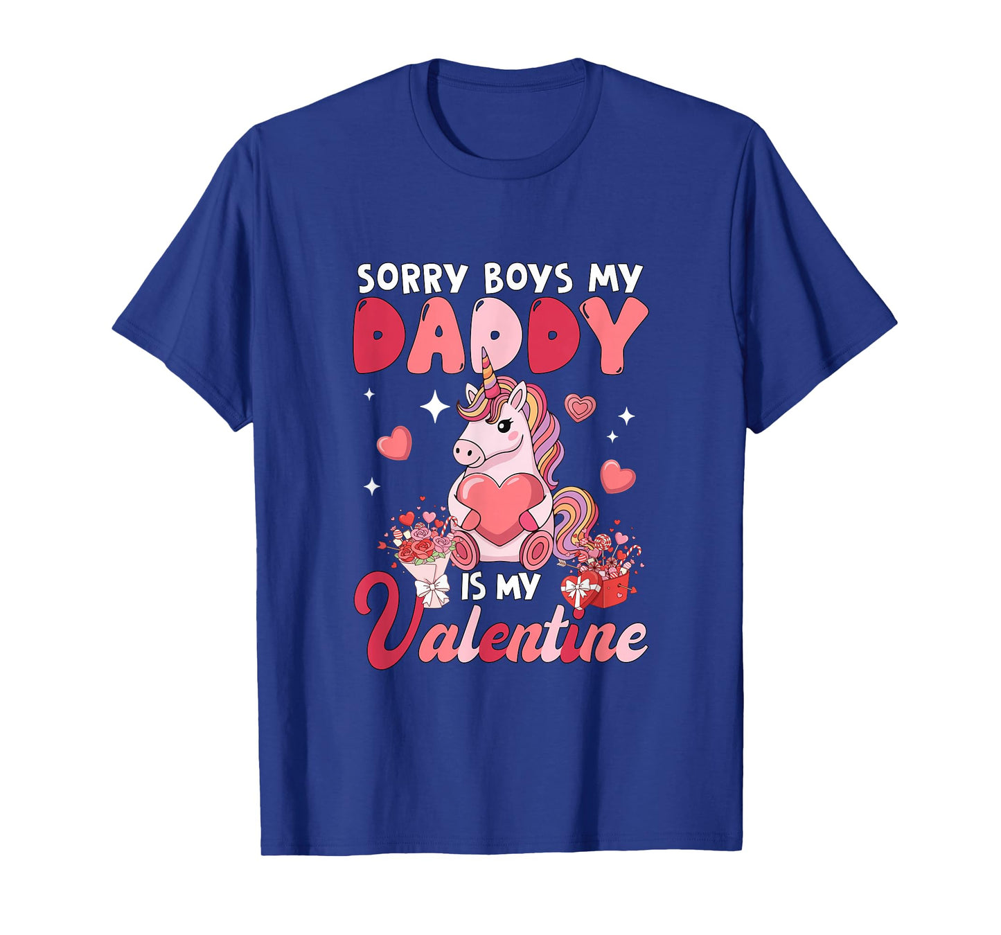 Sorry Daddy is My Valentine Funny Joke Boys Floral Unicorn T-Shirt
