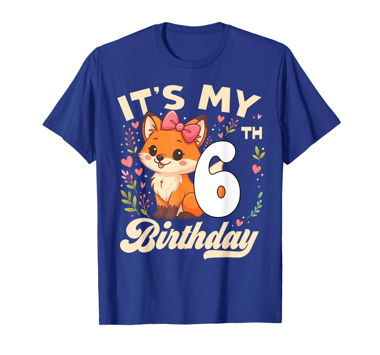 Fox Animal Lovers 6th Birthday Girl Fox B-Day 6 Years Old T-Shirt