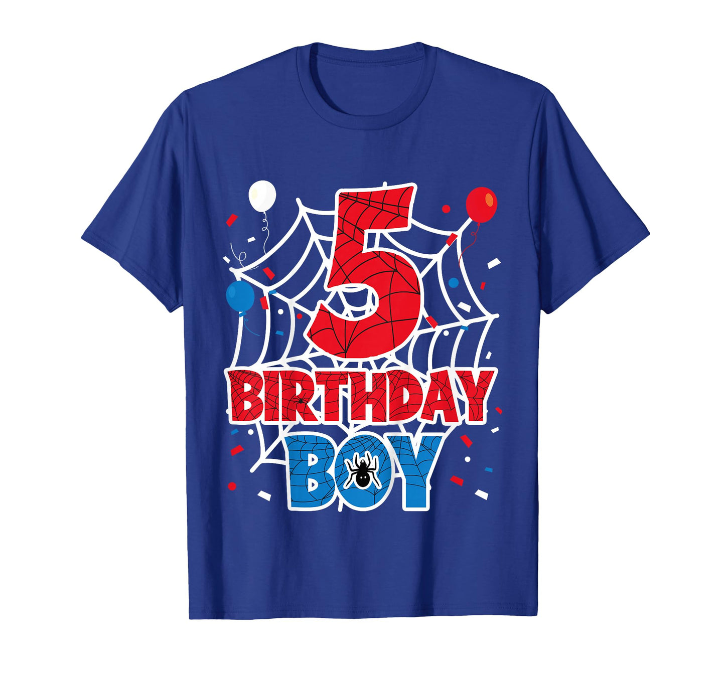 Kids Spider Web 5 Year Old Birthday Boy T-Shirt