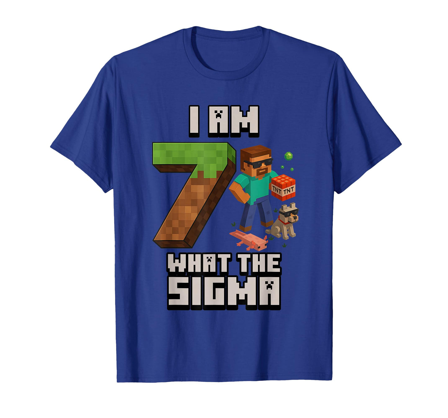7th Birthday What The Sigma Pixel 7 Bday Gamer Boys Kids T-Shirt