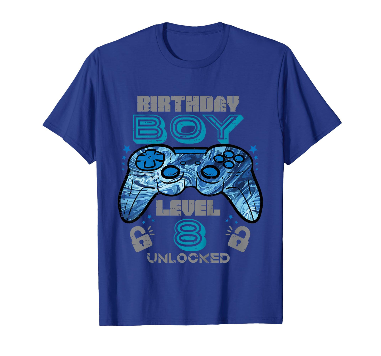 Kids 8th Birthday Gamer Level 8 Unlocked Video Gaming Bday Boys T-Shirt