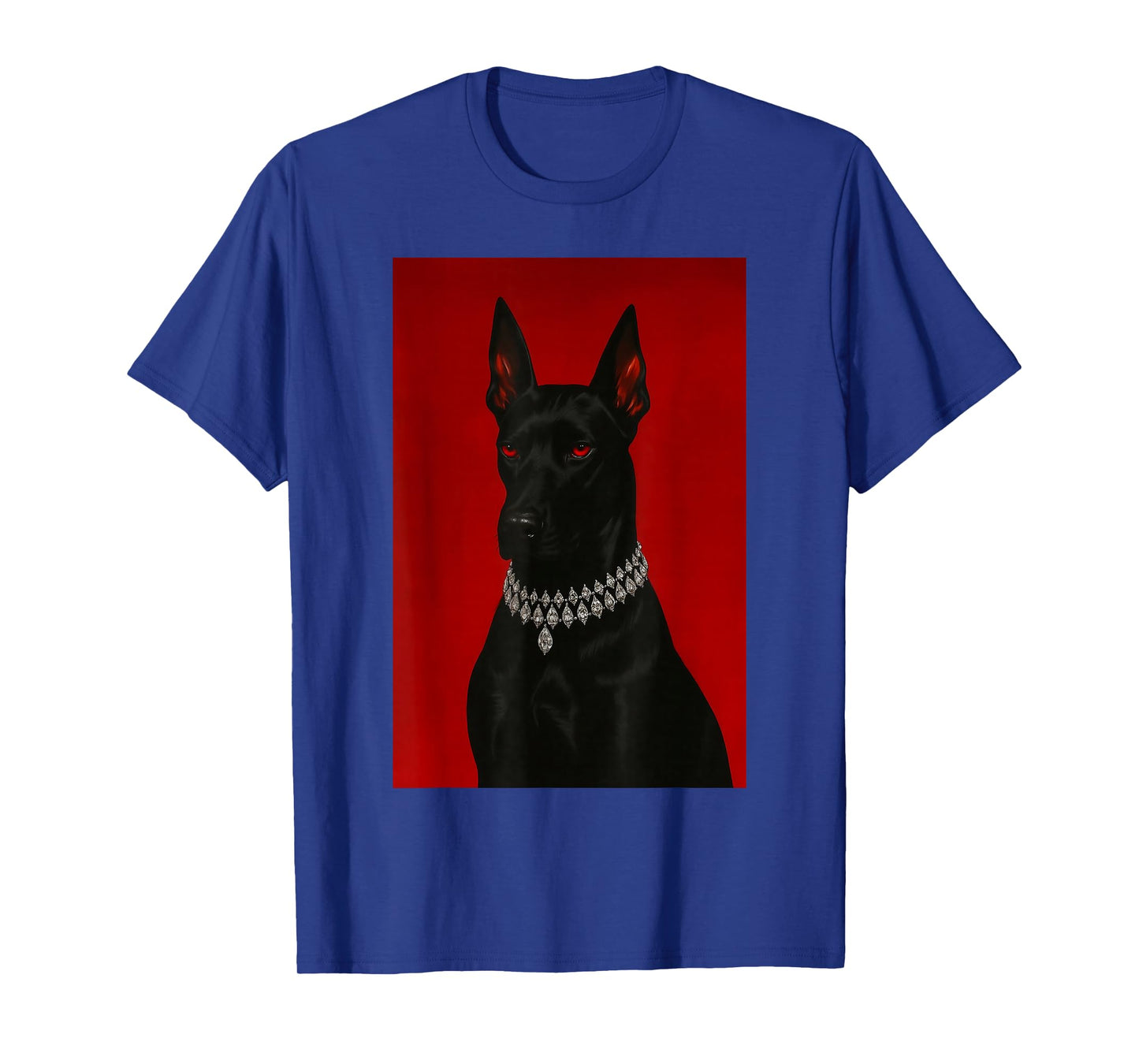 Luxury Doberman Dark Black Dog Portrait Gothic Animal Art T-Shirt
