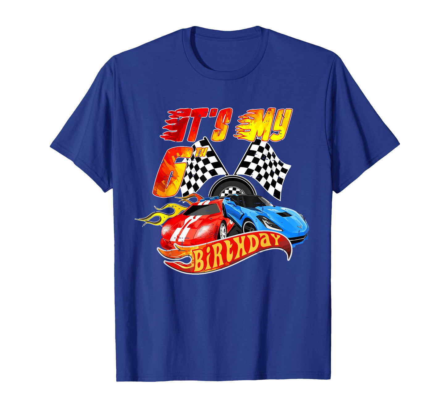 It's My 6th Birthday Kid 6 Year Old Race Car Birthday Racing T-Shirt