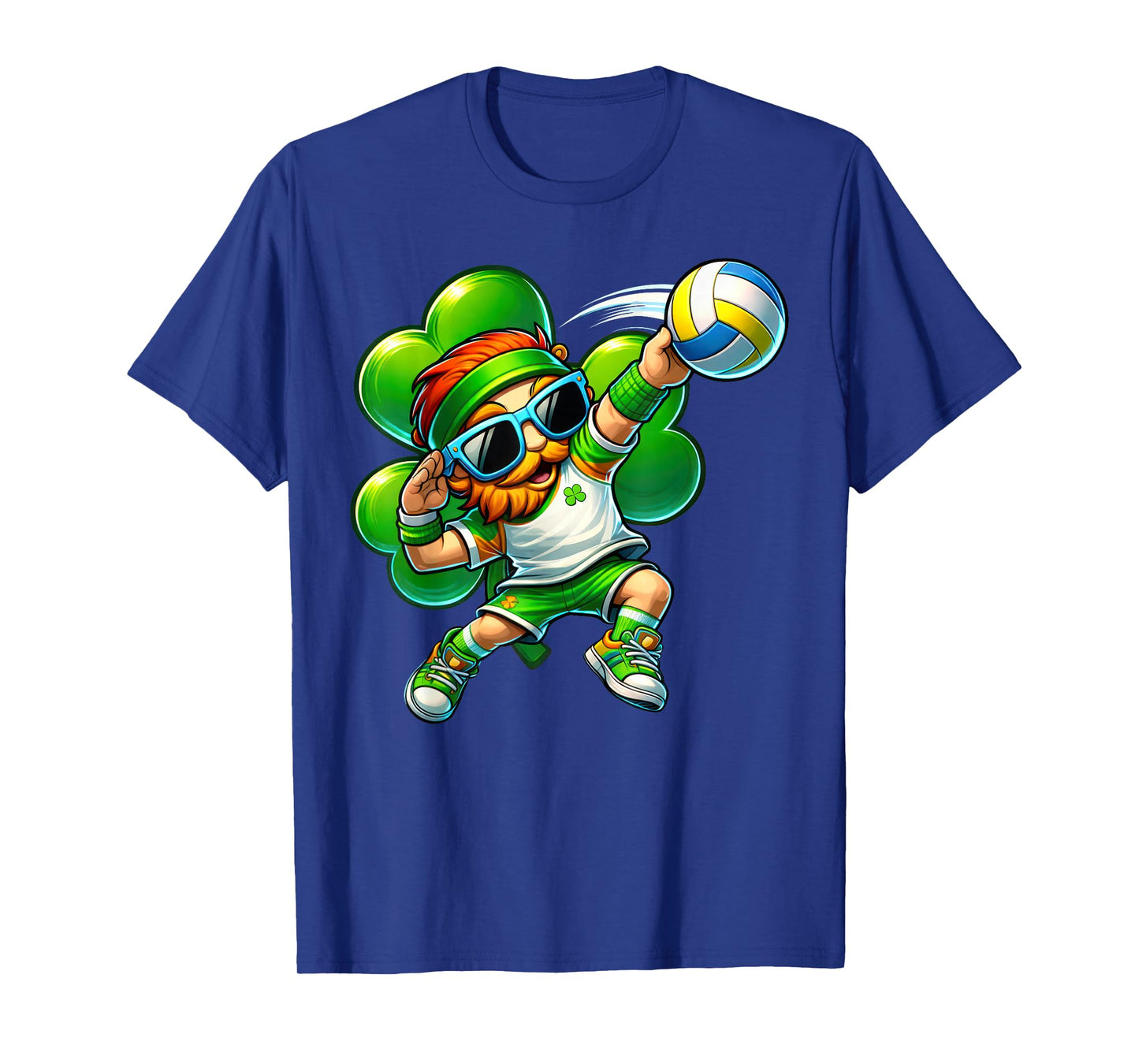 Leprechaun Playing Volleyball Men Kids Boys St Patrick Day T-Shirt