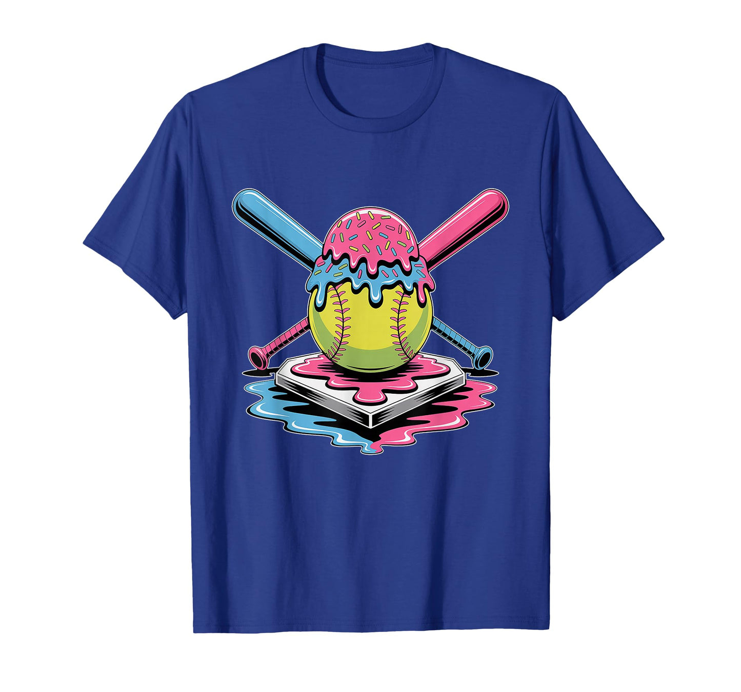 Softball Ice Cream Drip T-Shirt - Cute Softball Player T-Shirt