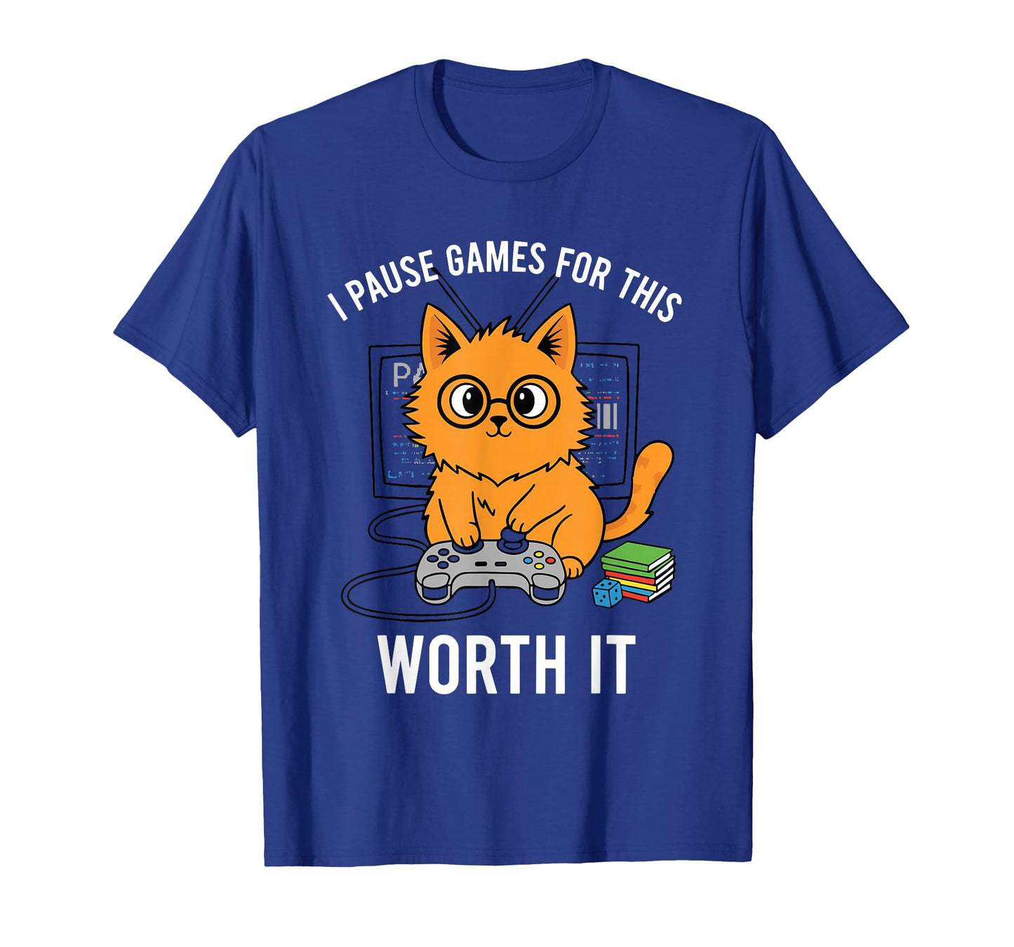 I Pause Games for This Funny Orange Cat Video Gamer T-Shirt