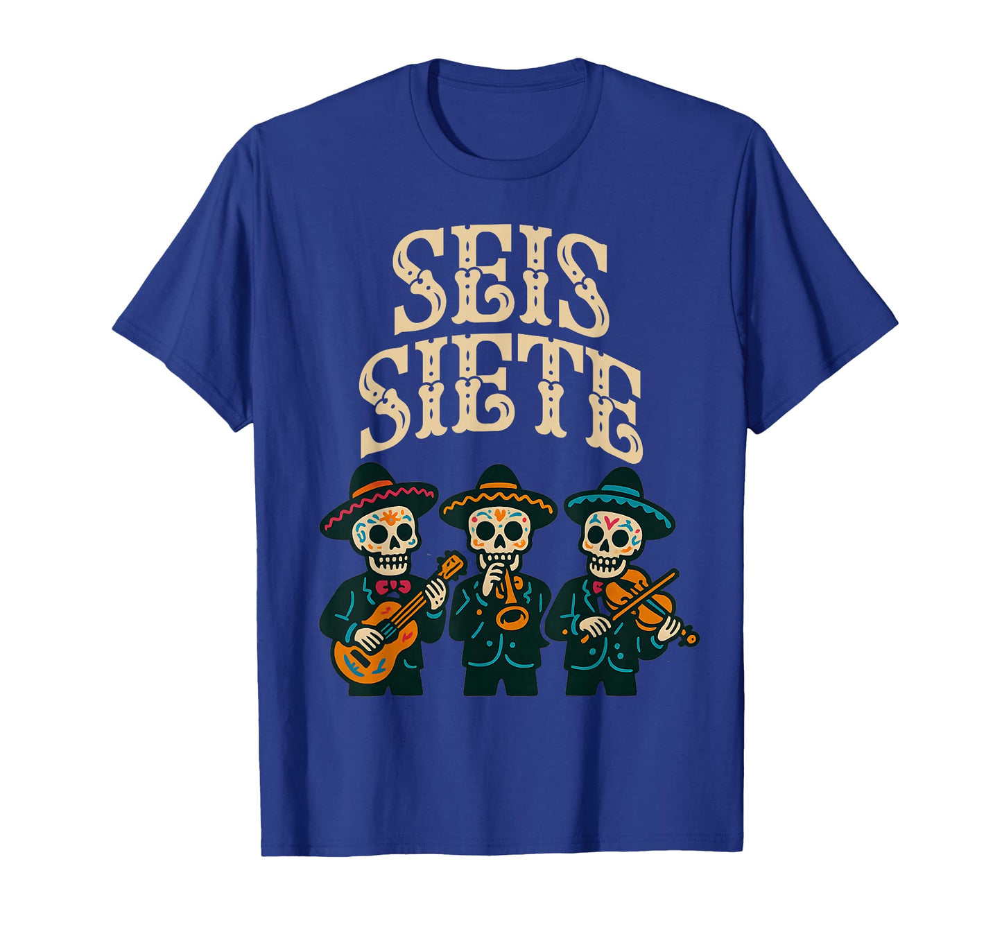 SEIS Siete Mexican Los Muertos Calaveras Sugar Skull 67 Boys T-Shirt
