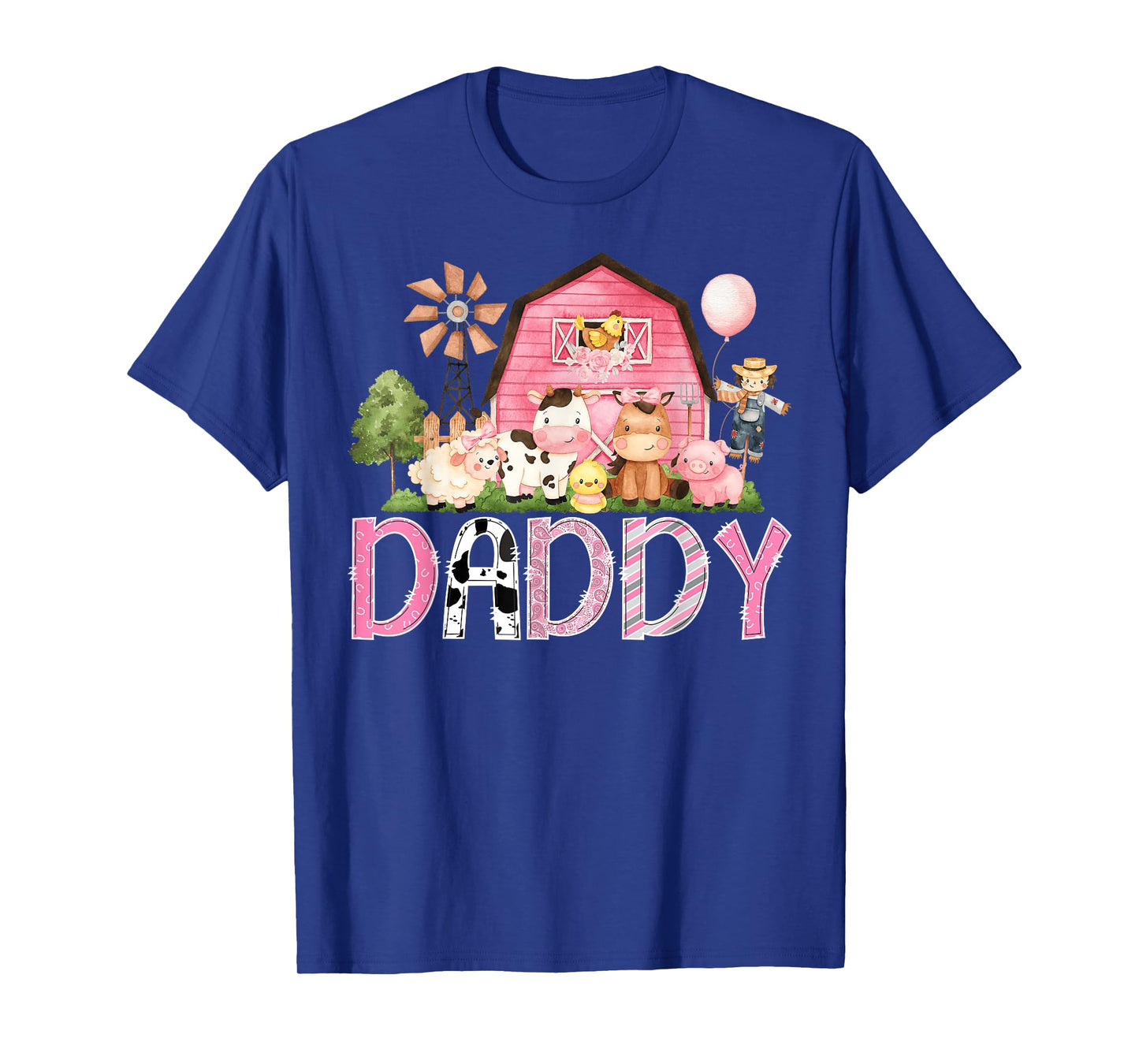 Daddy Pink Farm Cow Birthday Girl Matching Family T-Shirt