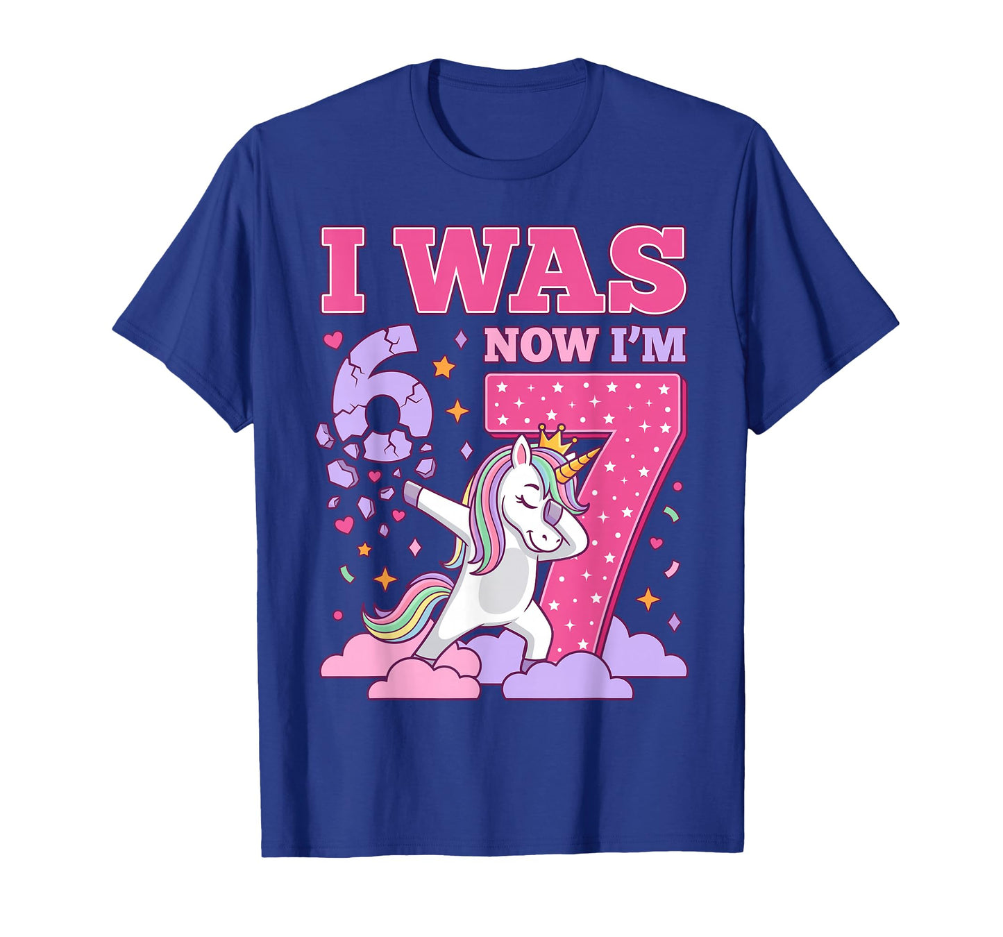 I was 6 Now I'm 7 Unicorn Girl 6 7 Birthday T-Shirt