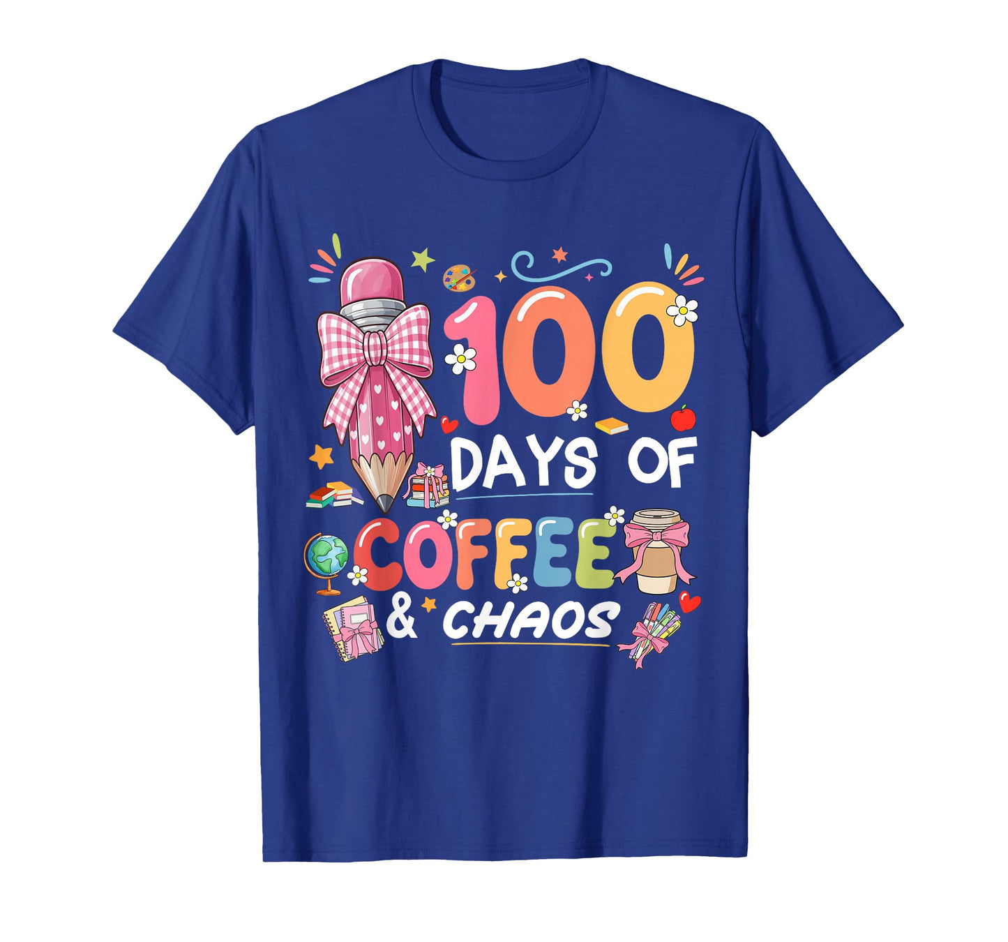 100th Day of School Teacher 100 Days Coffee Books T-Shirt