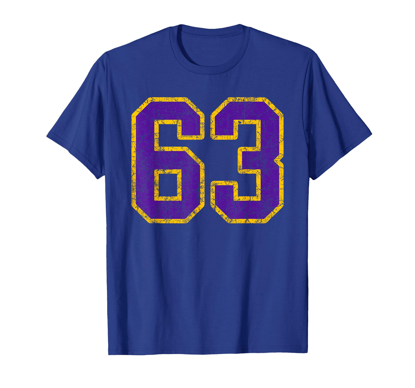 Purple Gold Number 63 Jersey Player Uniform #63 Grunge T-Shirt