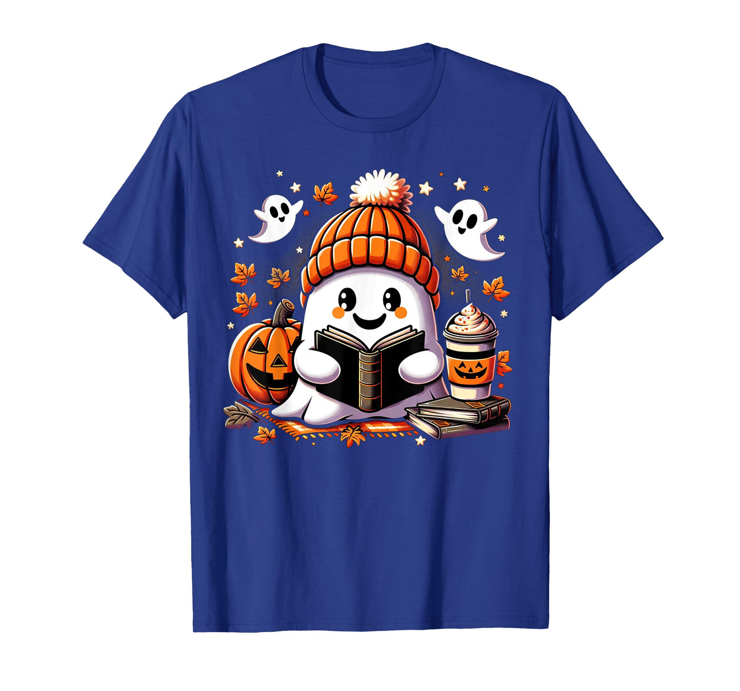 Snug Ghost Reading A Book Halloween Vibes Autumn Love Fall T-Shirt