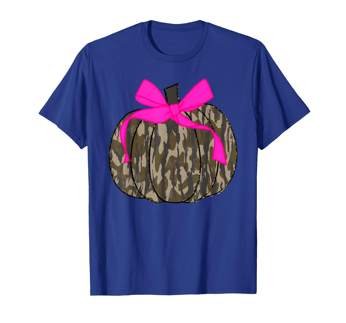 Camo Pumpkin Pink Coquette Bow Thanksgiving T-Shirt