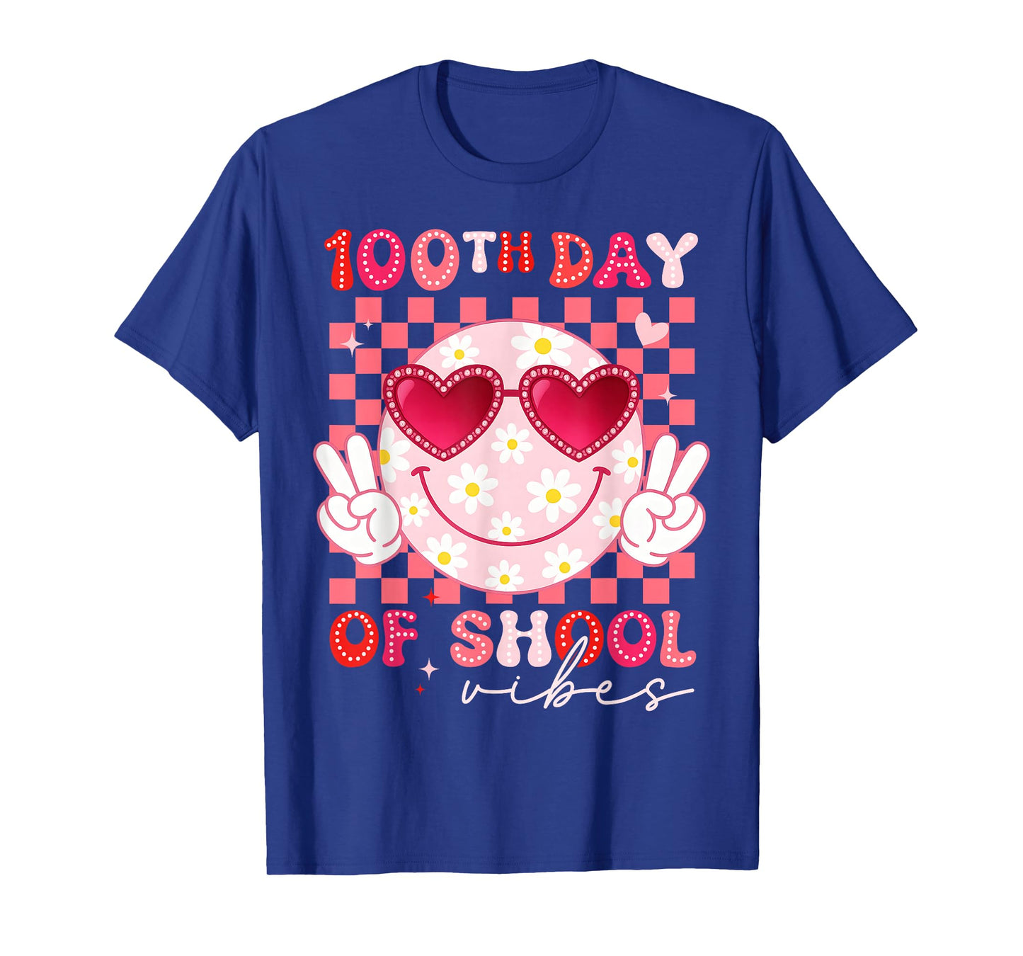 100th Day of School Vibes Smile Face 100 Days Girl Women T-Shirt