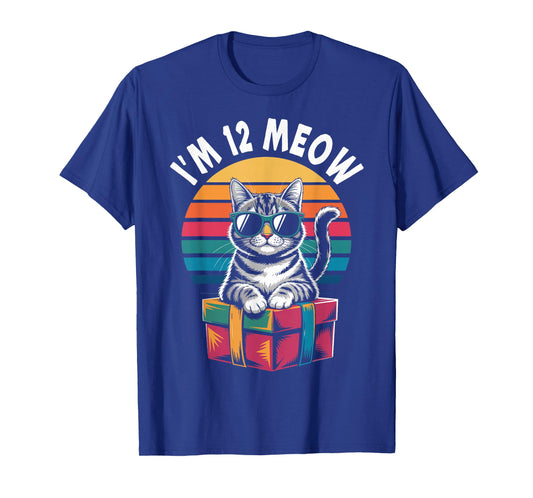 12th Birthday 12 Years Old I’m 12 Meow Funny Cat Birthday T-Shirt