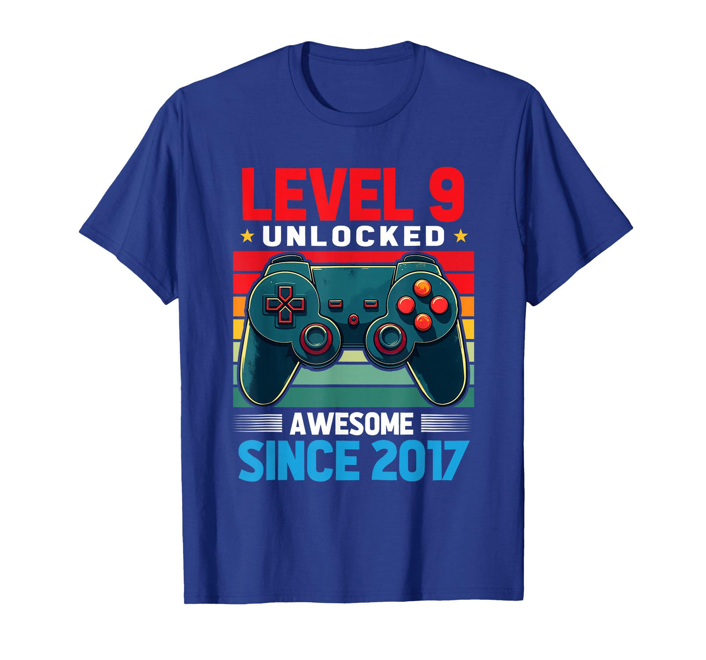 Level 9 Unlocked Awesome Since 2017 9th Birthday Gaming T-Shirt