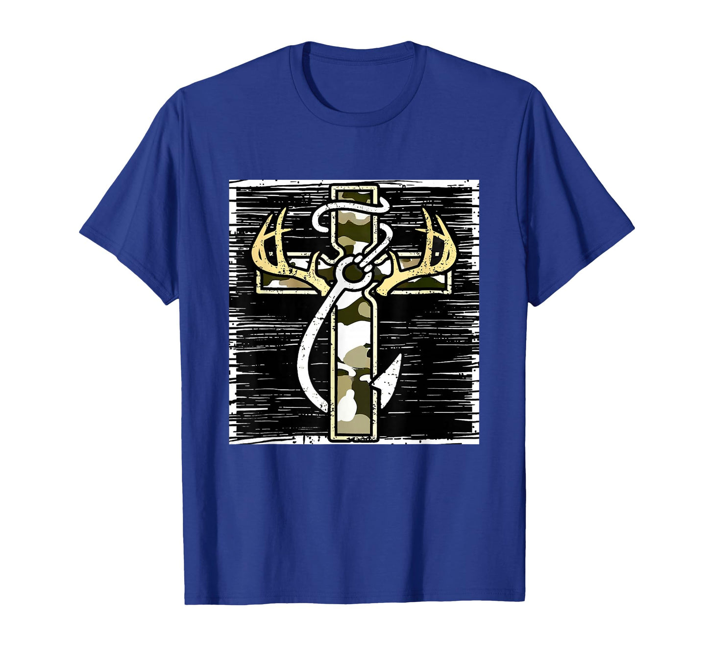 Hunting Fishing Cross Camo Faith Christian Fisherman Hunter T-Shirt