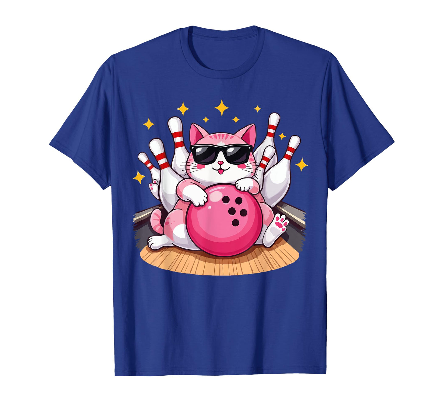 Cute Cat With Sunglasses Cat Playing Bowling For men women T-Shirt