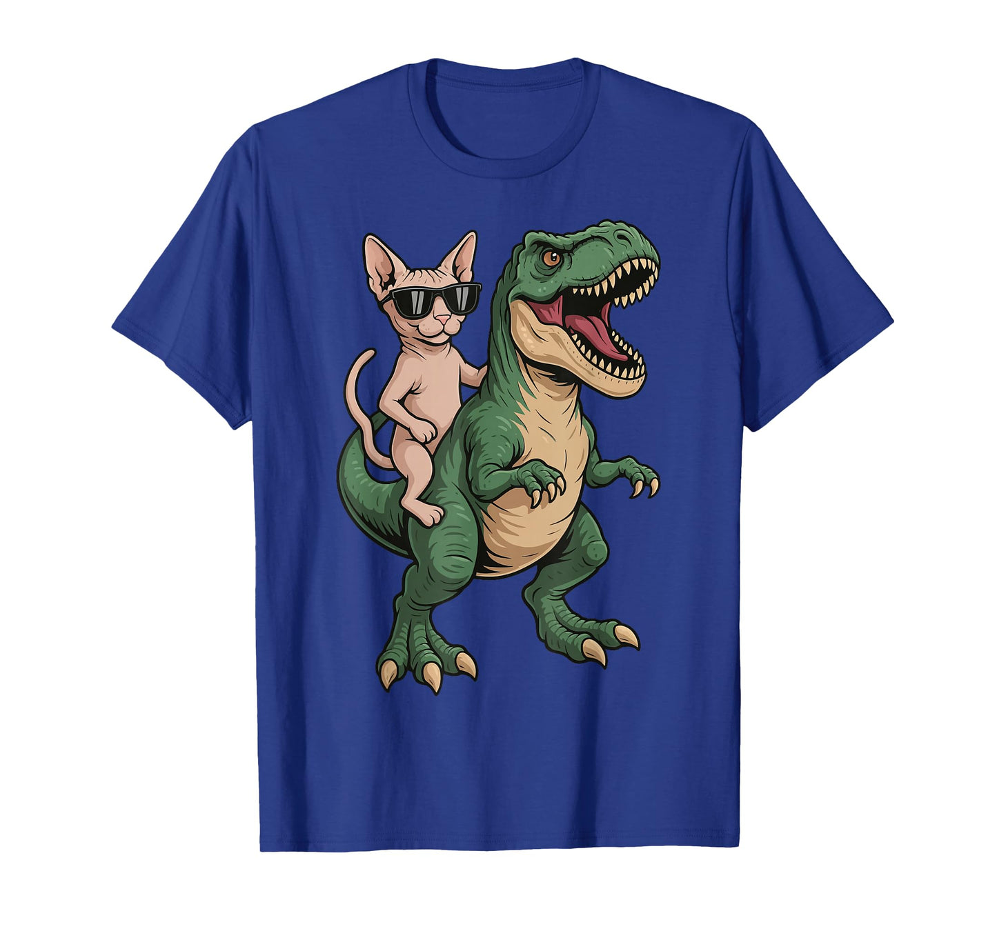 Sphynx Cat Riding T-Rex T-Shirt