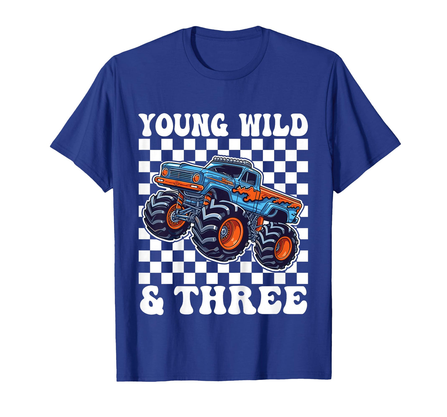 3rd Birthday Monster Truck Young Wild And Three 3 Year Old T-Shirt
