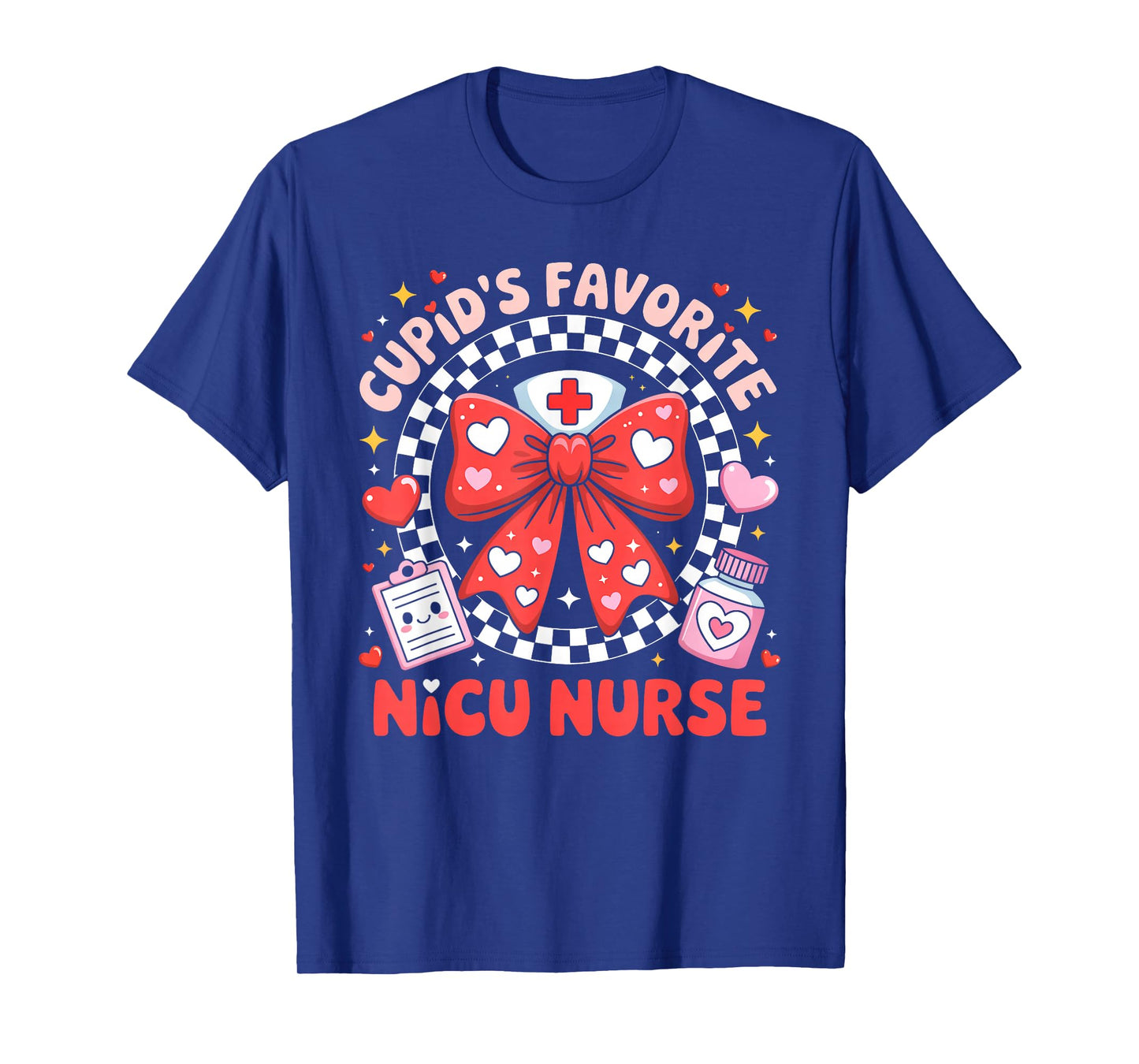 Cupids Favorite NICU Nurse Valentine Coquette Bow Girl Women T-Shirt