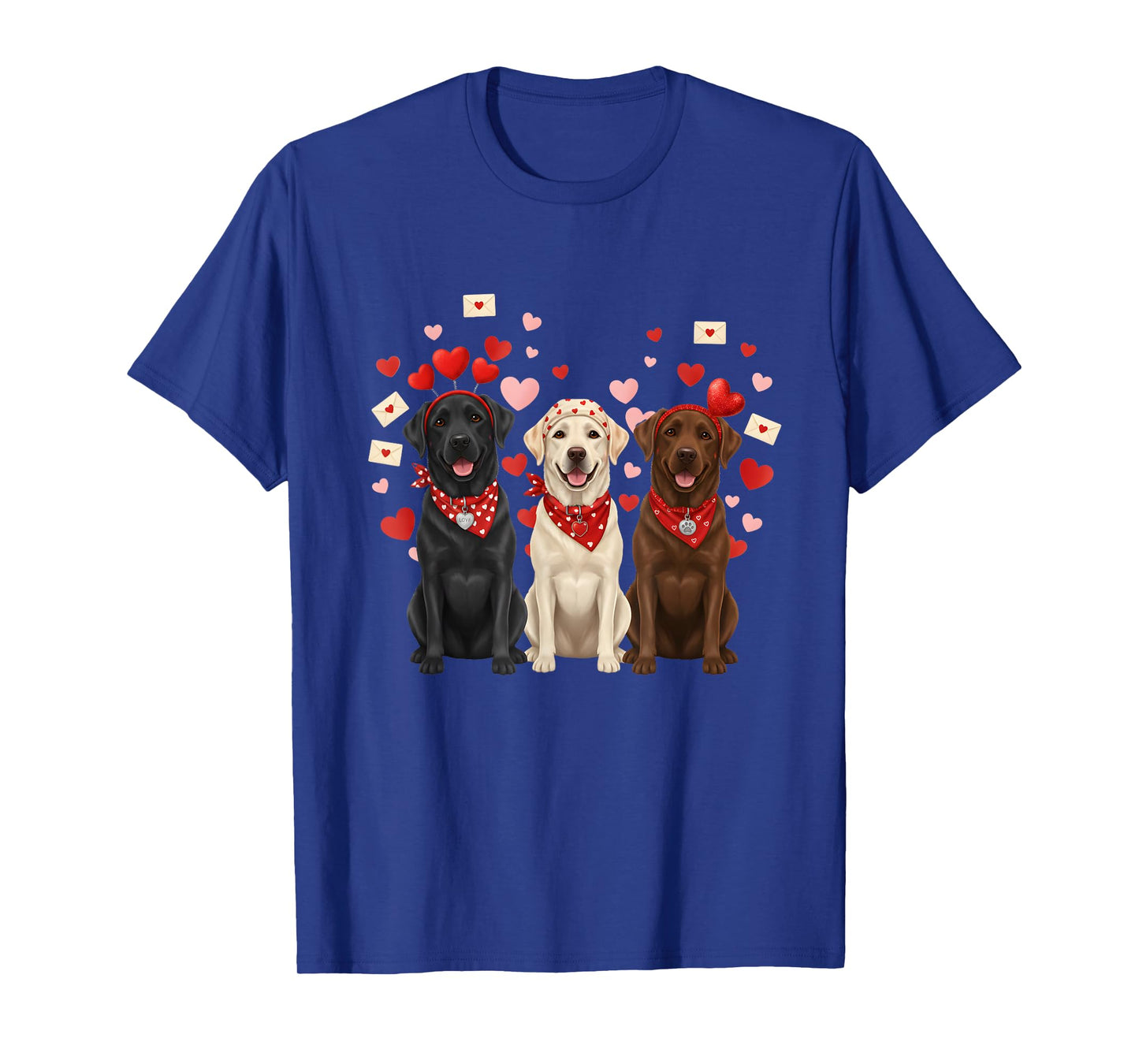 Three Labrador Retriever Valentines Dog Lover Heart T-Shirt