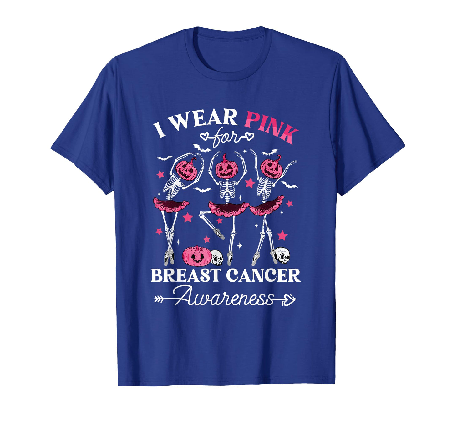 Skeleton Halloween I Wear Pink for Breast Cancer Awareness T-Shirt