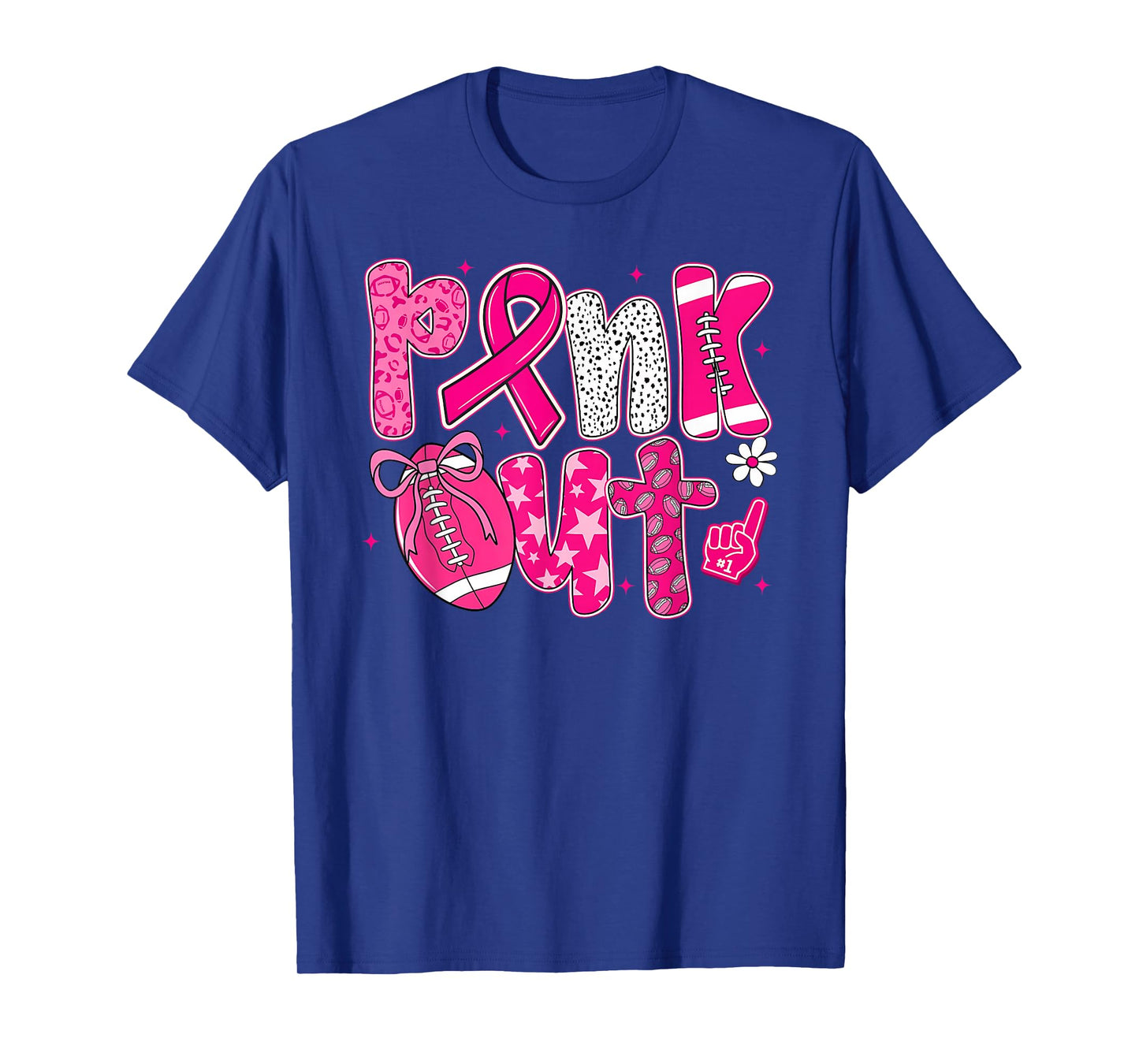 Pink Out Football Pink Coquette Bow Breast Cancer Awareness T-Shirt