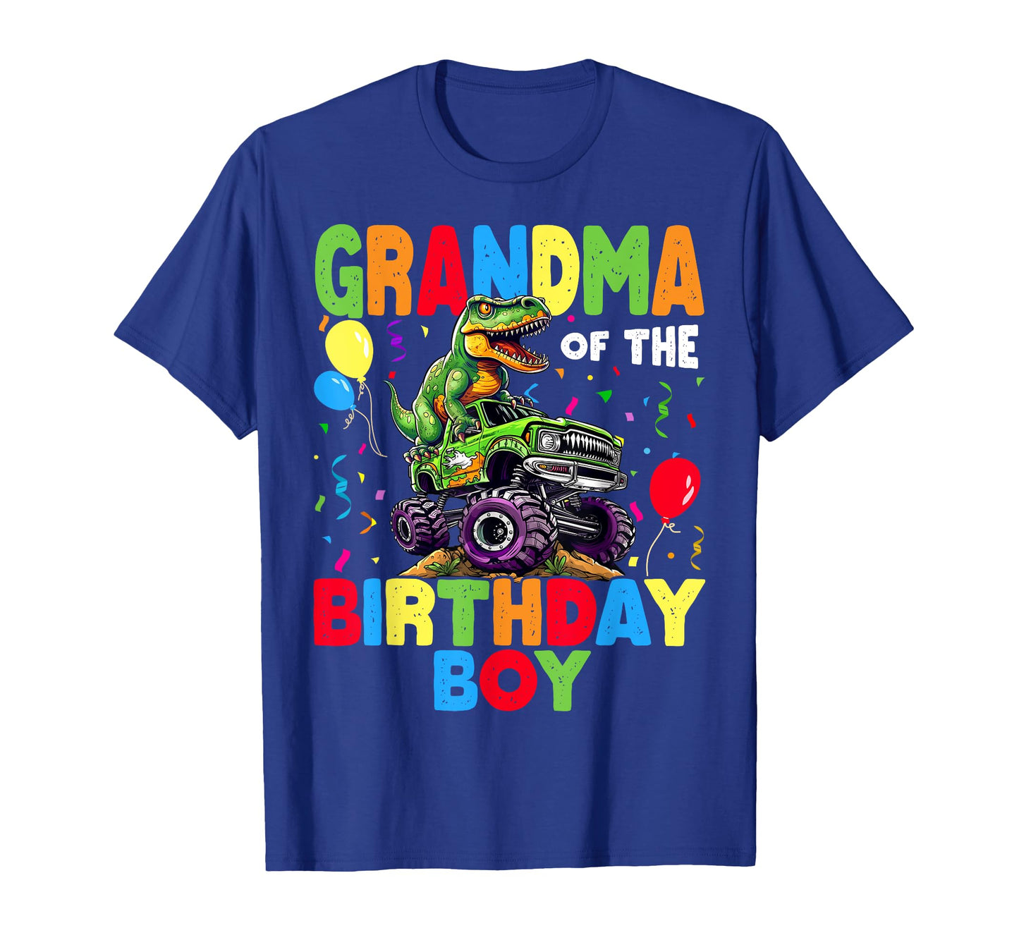 Grandma Of The Birthday Boy Dinosaur T-Rex Monster Truck T-Shirt
