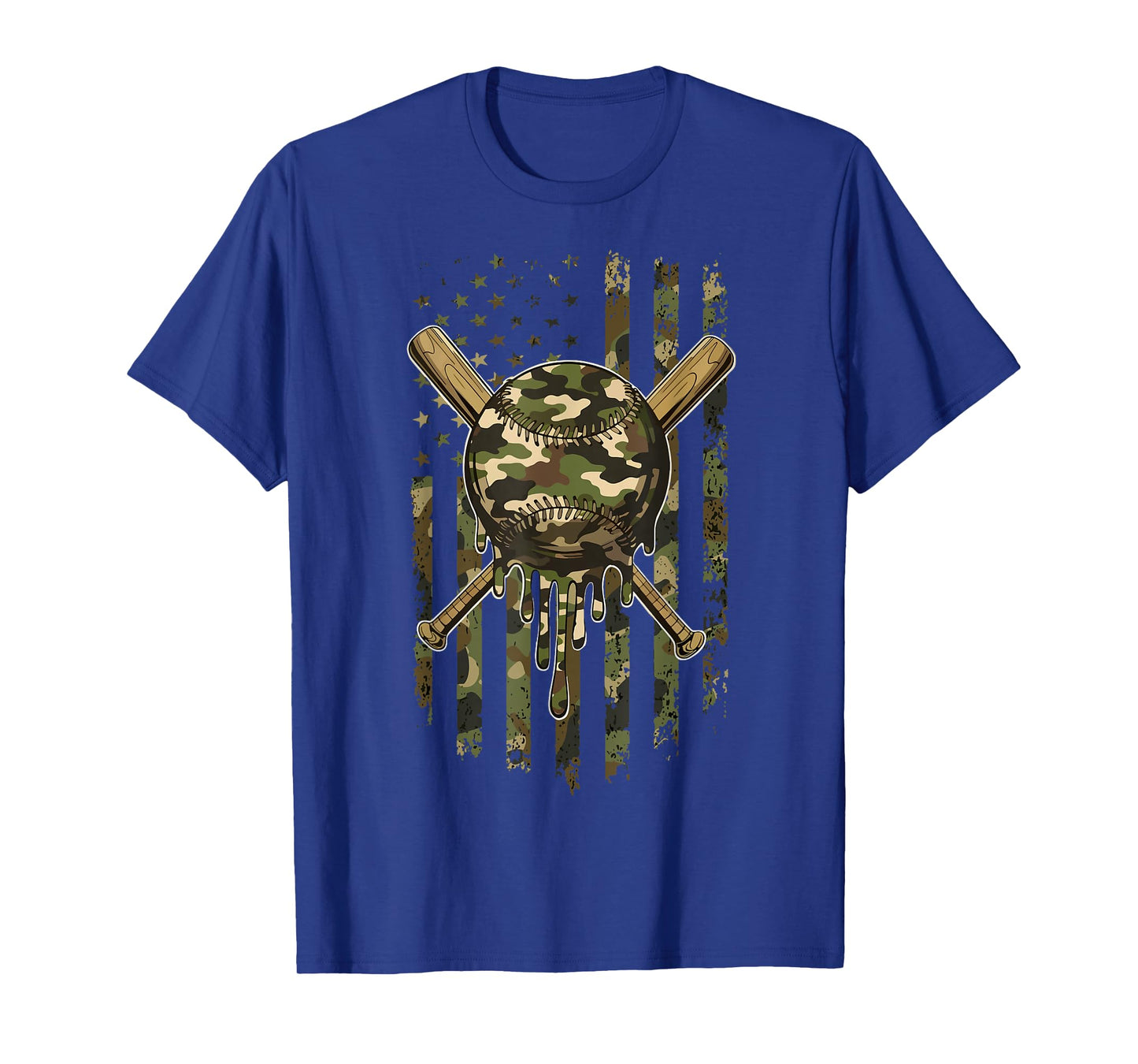 Ice Cream Baseball Drip for Boys Camo USA Flag Camouflage T-Shirt