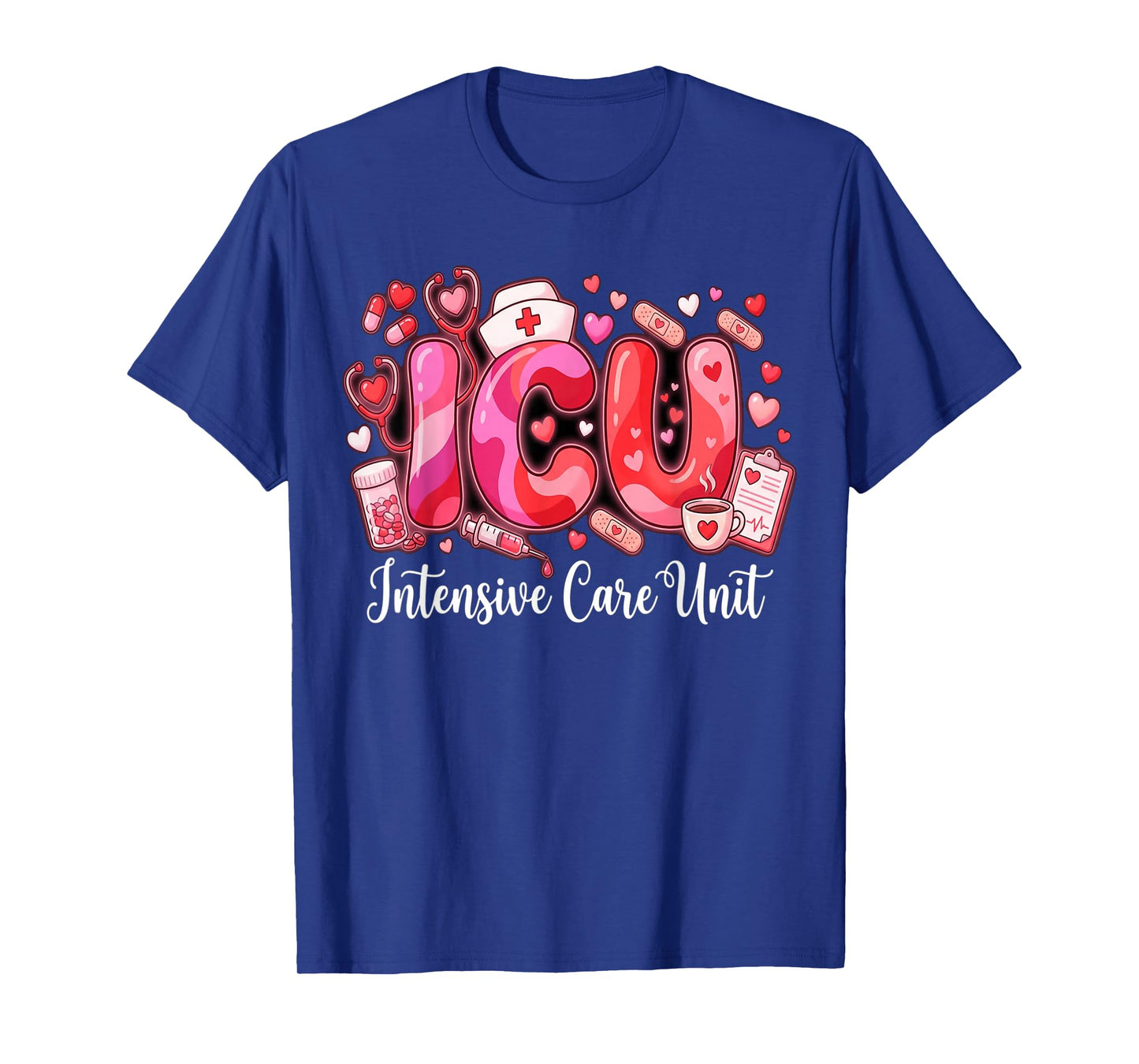 Cute Hearts ICU Valentine Nurse Valentines Day Shirt Nurses T-Shirt