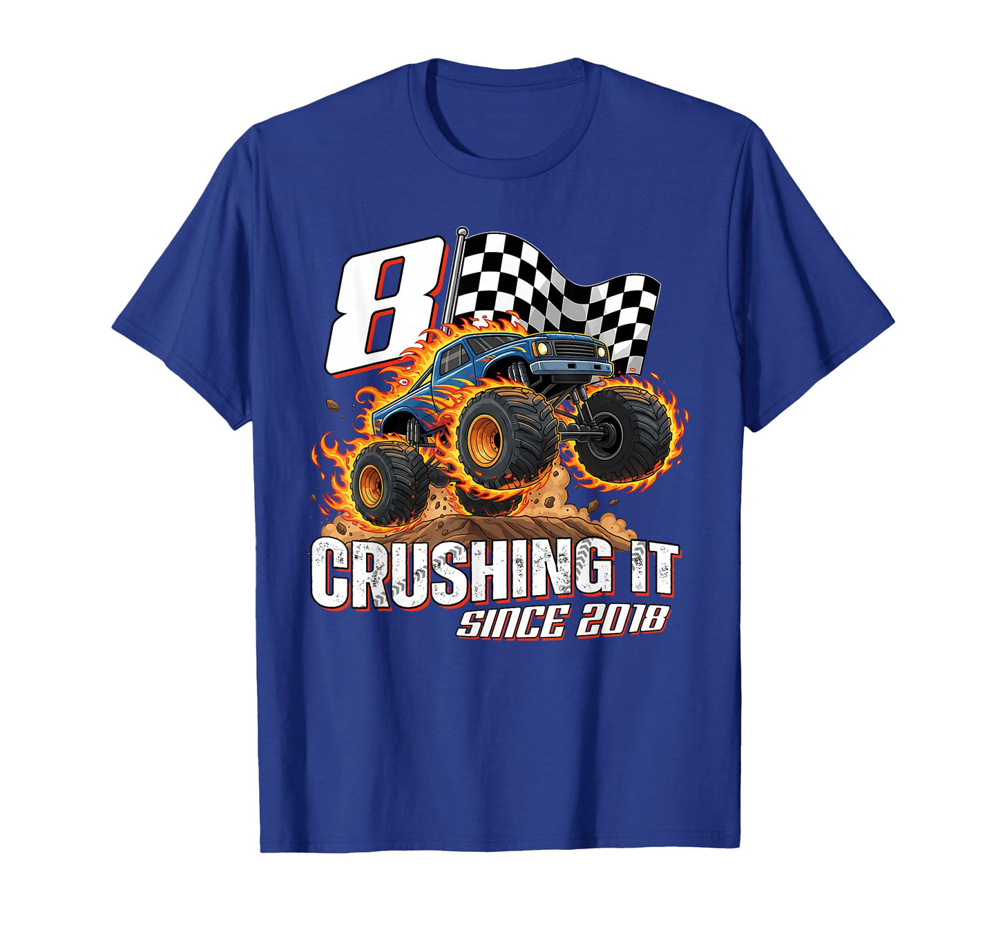 Birthday Monster Truck 8 Year Old Boys 8th Party Born 2018 T-Shirt