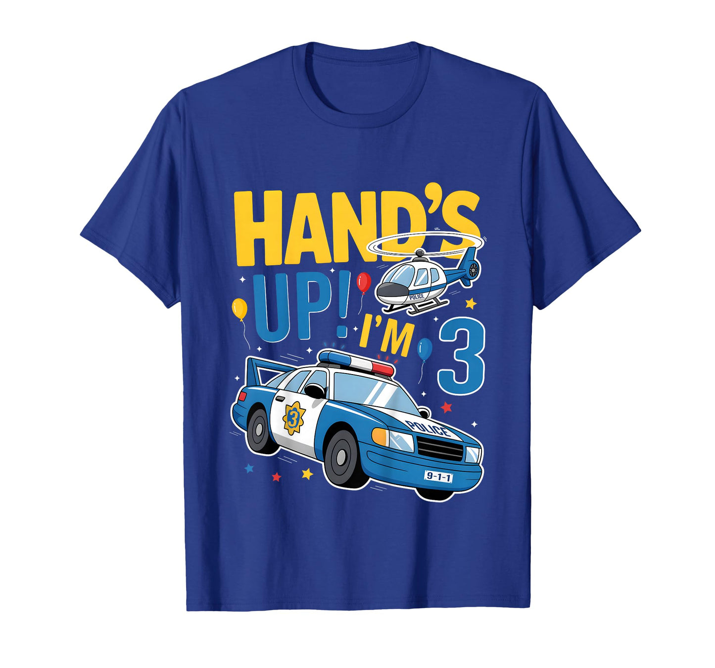 Police 3rd Birthday Boy Girl 3 Year Old Policeman Police Car T-Shirt