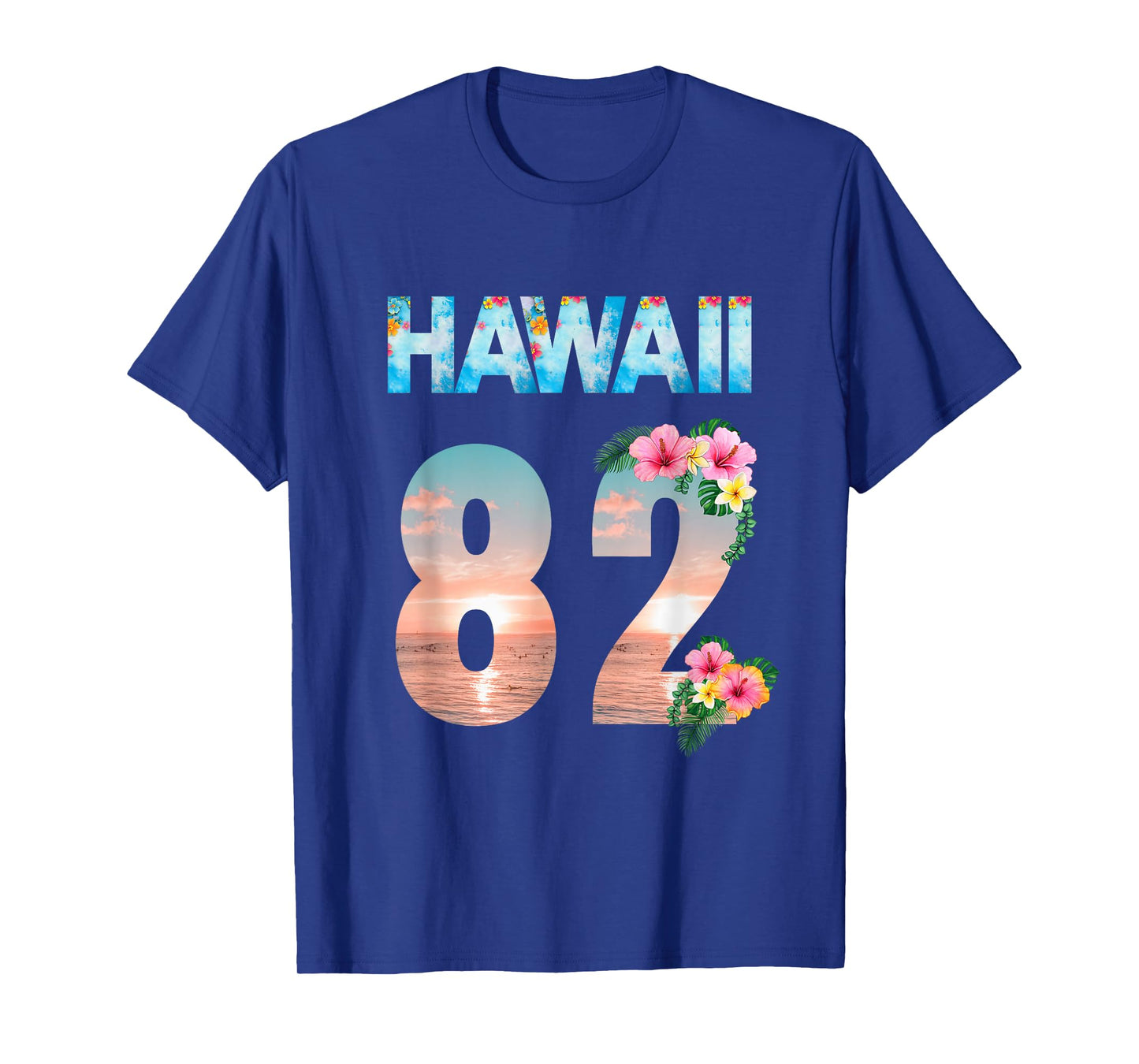 Hawaii 82 Years Old Aloha Beach Hibiscus Hawaiian T-Shirt