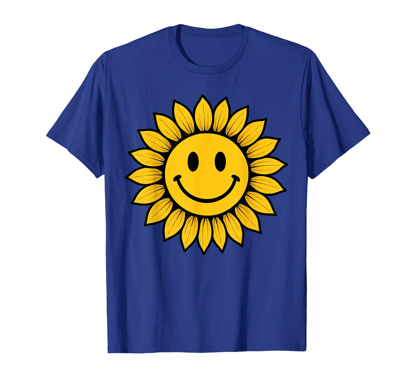 70s Yellow Smile Face Sunflower Smiling Happy Retro Funny T-Shirt