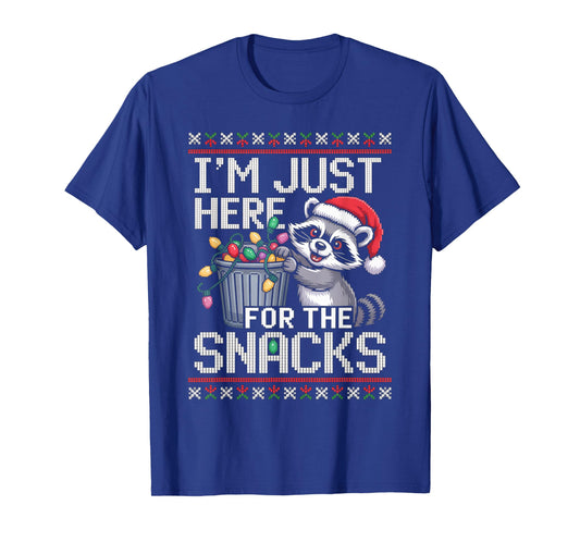 I’m Just Here for The Snacks Raccoon Christmas Ugly Sweater T-Shirt