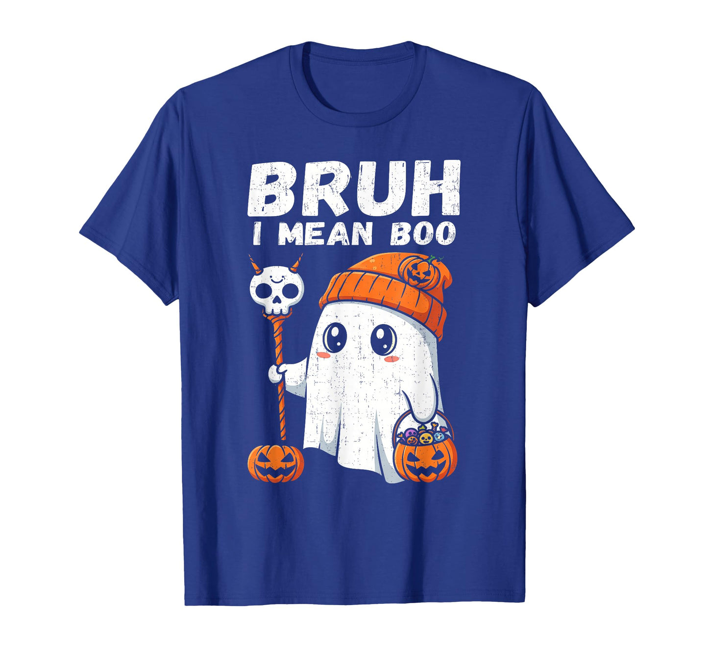 Bruh I Mean Boo Cute Boo Pumpkin Funny Halloween Men Women T-Shirt