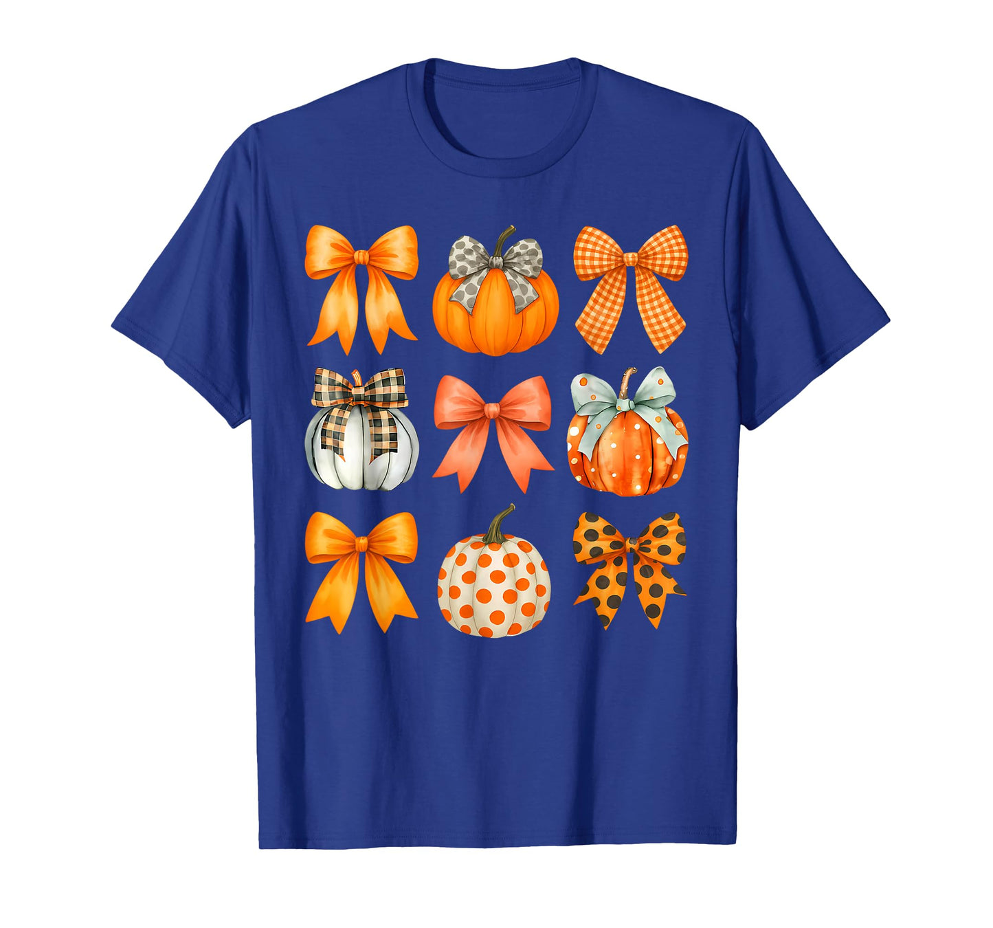 Coquette Bow Pumpkin Season Thanksgiving Autumn Fall Leaves T-Shirt