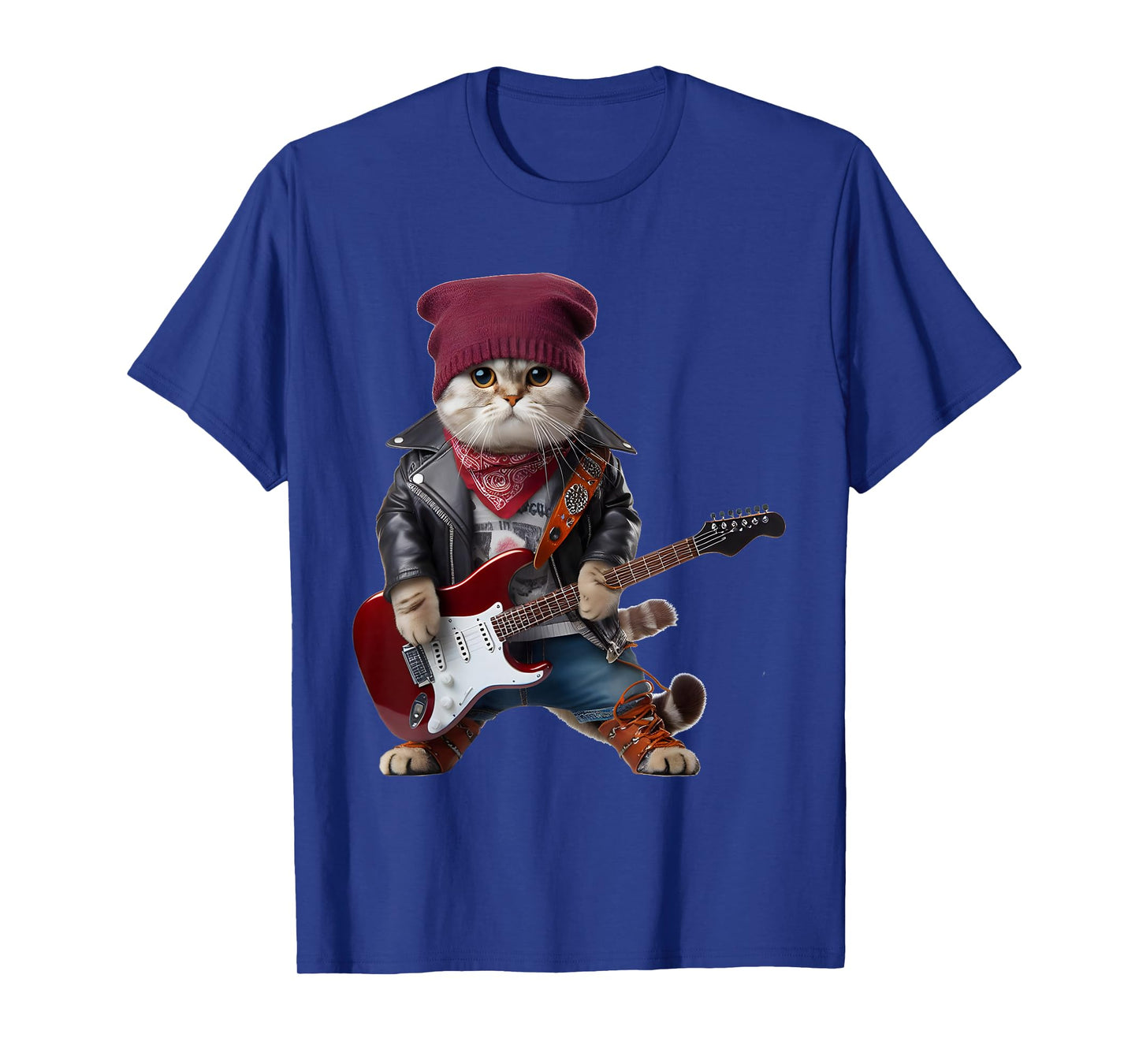 Cat Playing Guitar Cute Funny Cute Kitten Rock Rockin Cat T-Shirt
