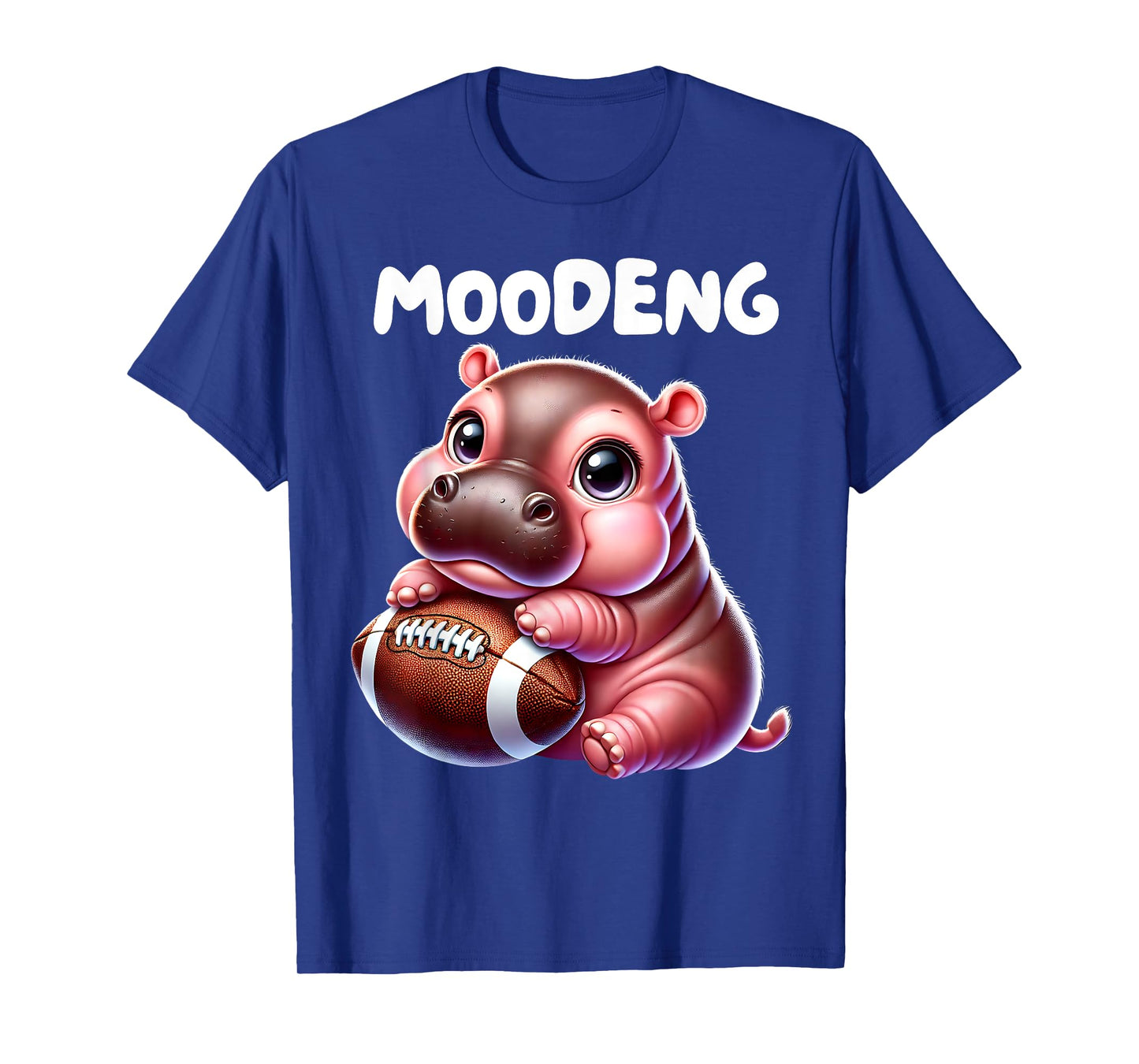 MooDeng American Football Sport Cute Baby Pygmy Hippo Meme T-Shirt