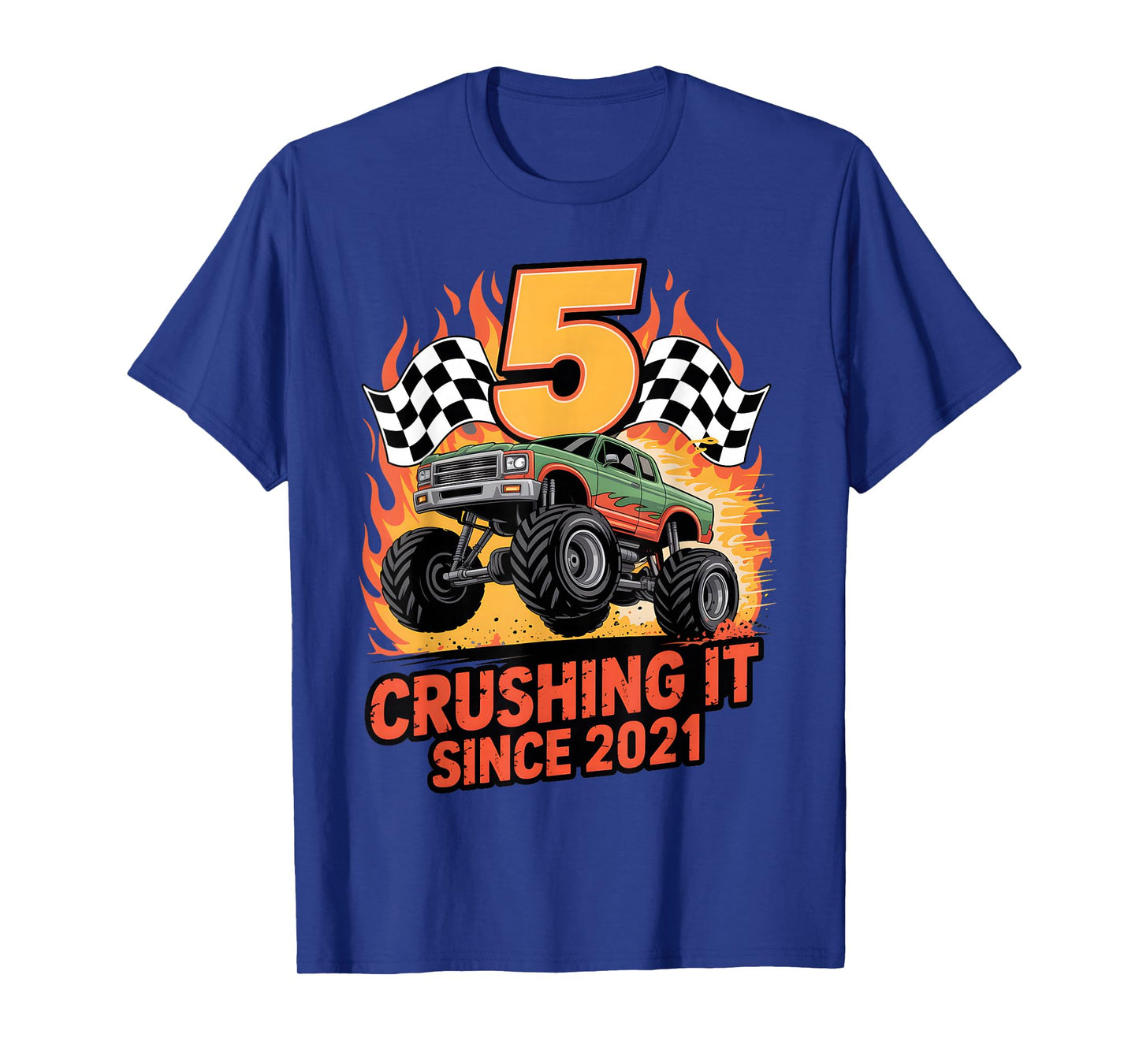 Crushing It Since 2021 Monster Truck 5 Year Old Birthday Boy T-Shirt