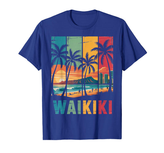 Tropical Vintage Waikiki Honolulu Hawaii Island Waikiki T-Shirt