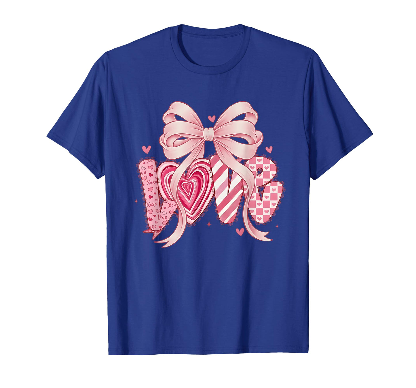 Valentines Day Love with Bow and Hearts Preppy Coquette Pink T-Shirt